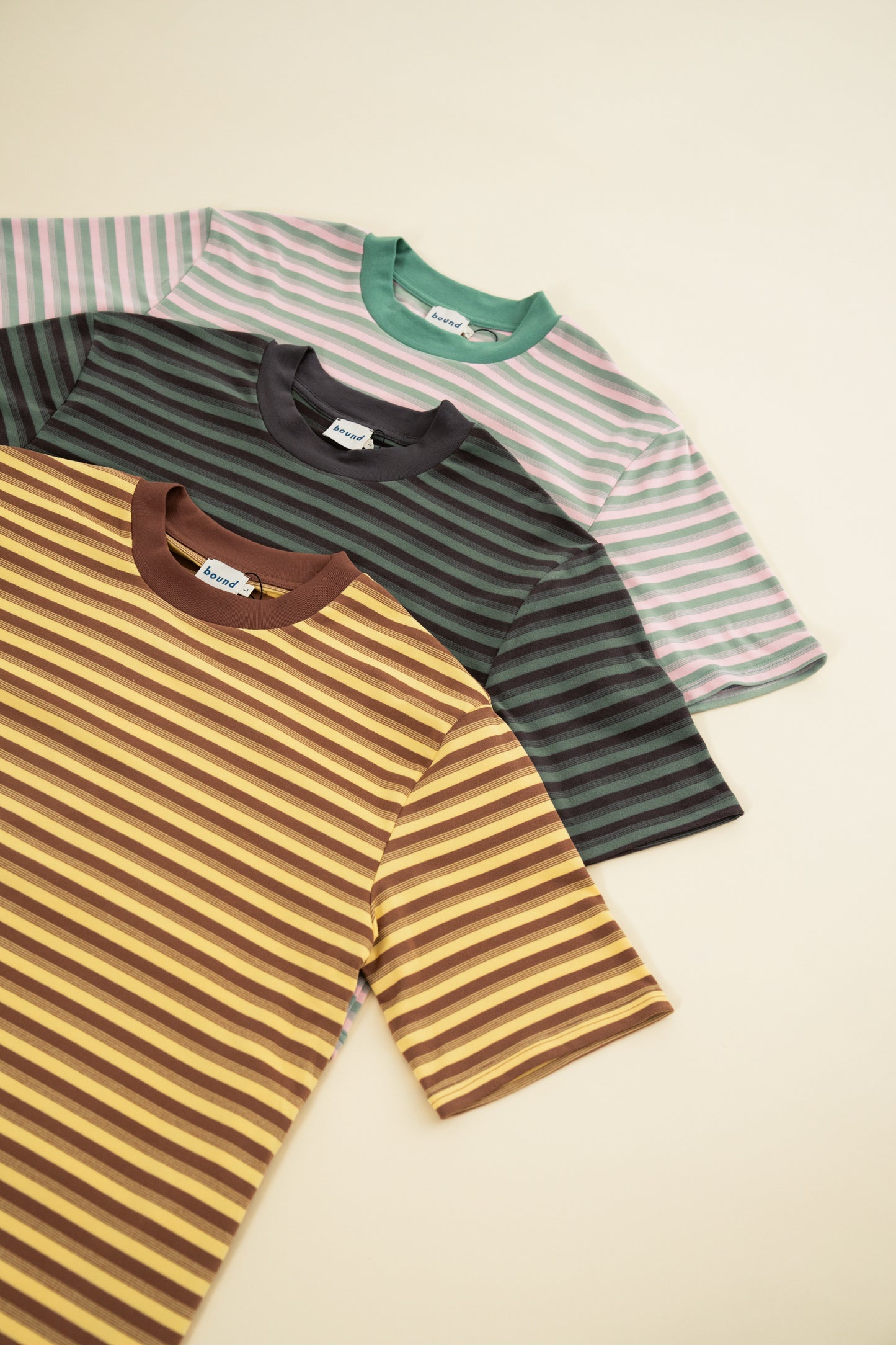 PEACHED STRIPE TEE - PINK & GREEN