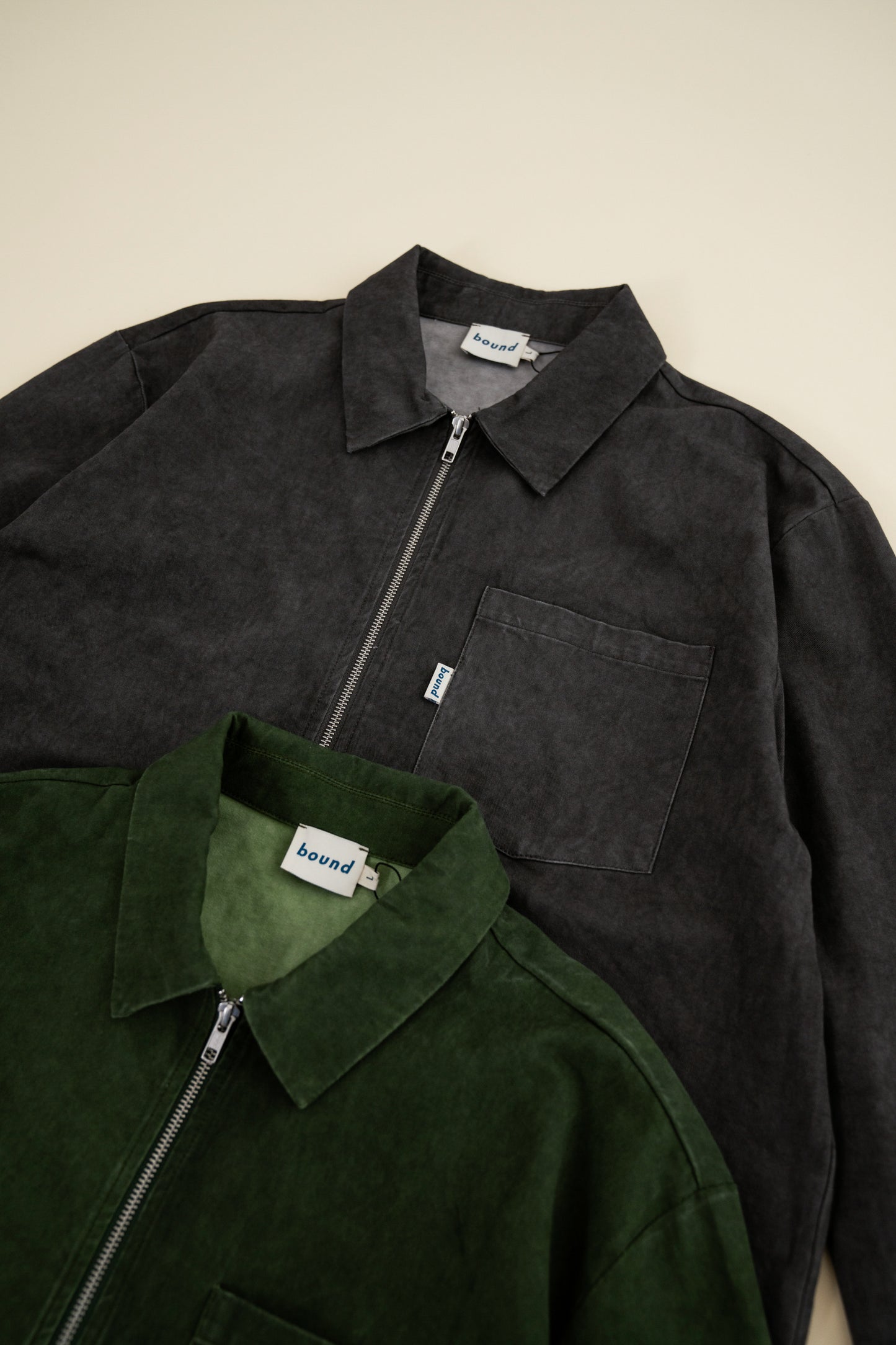 CHARCOAL ACID WASH ZIP OVERSHIRT