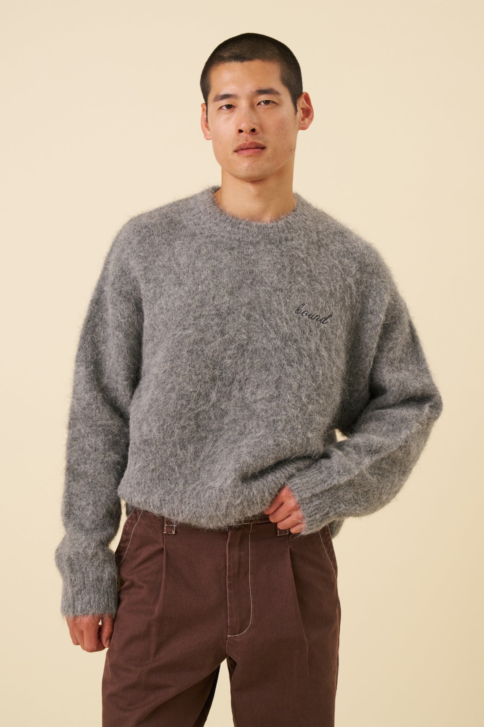 DEXTER CROPPED ALPACA KNIT - GREY – bound