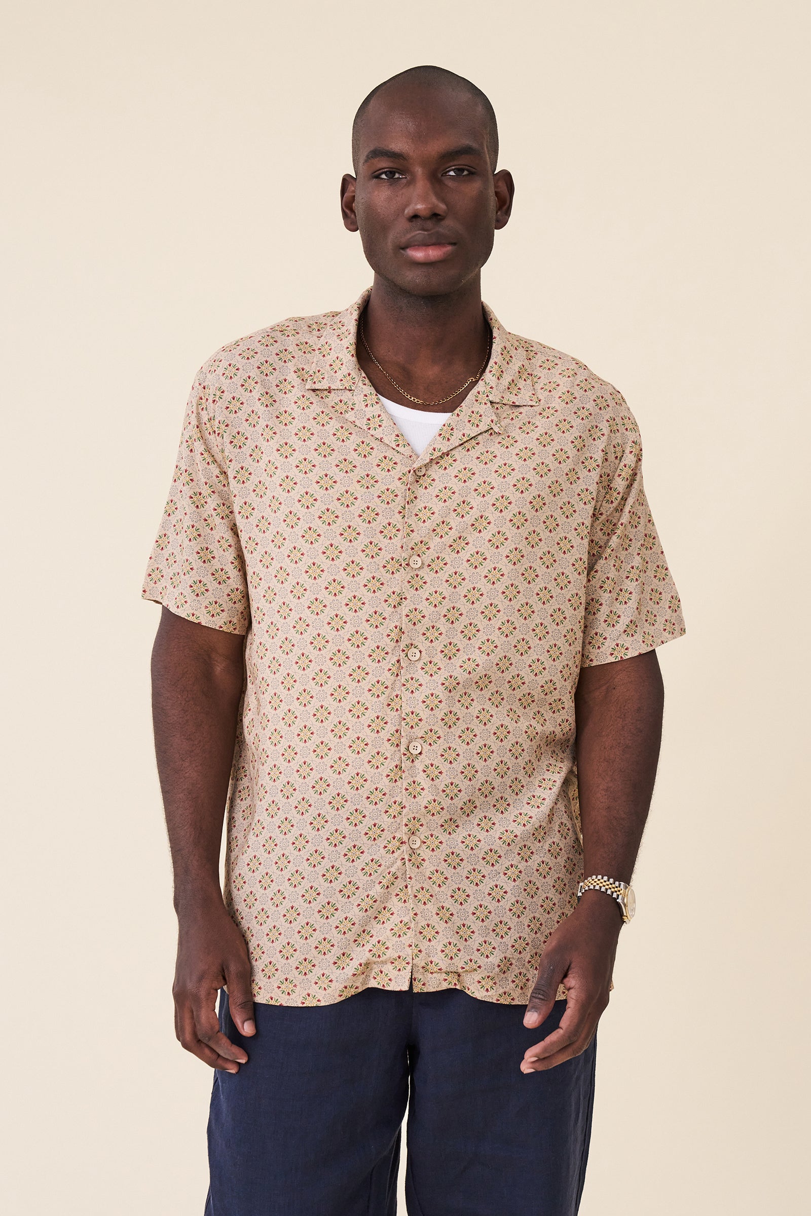 FLORAL MOSAIC RAYON SS SHIRT – bound