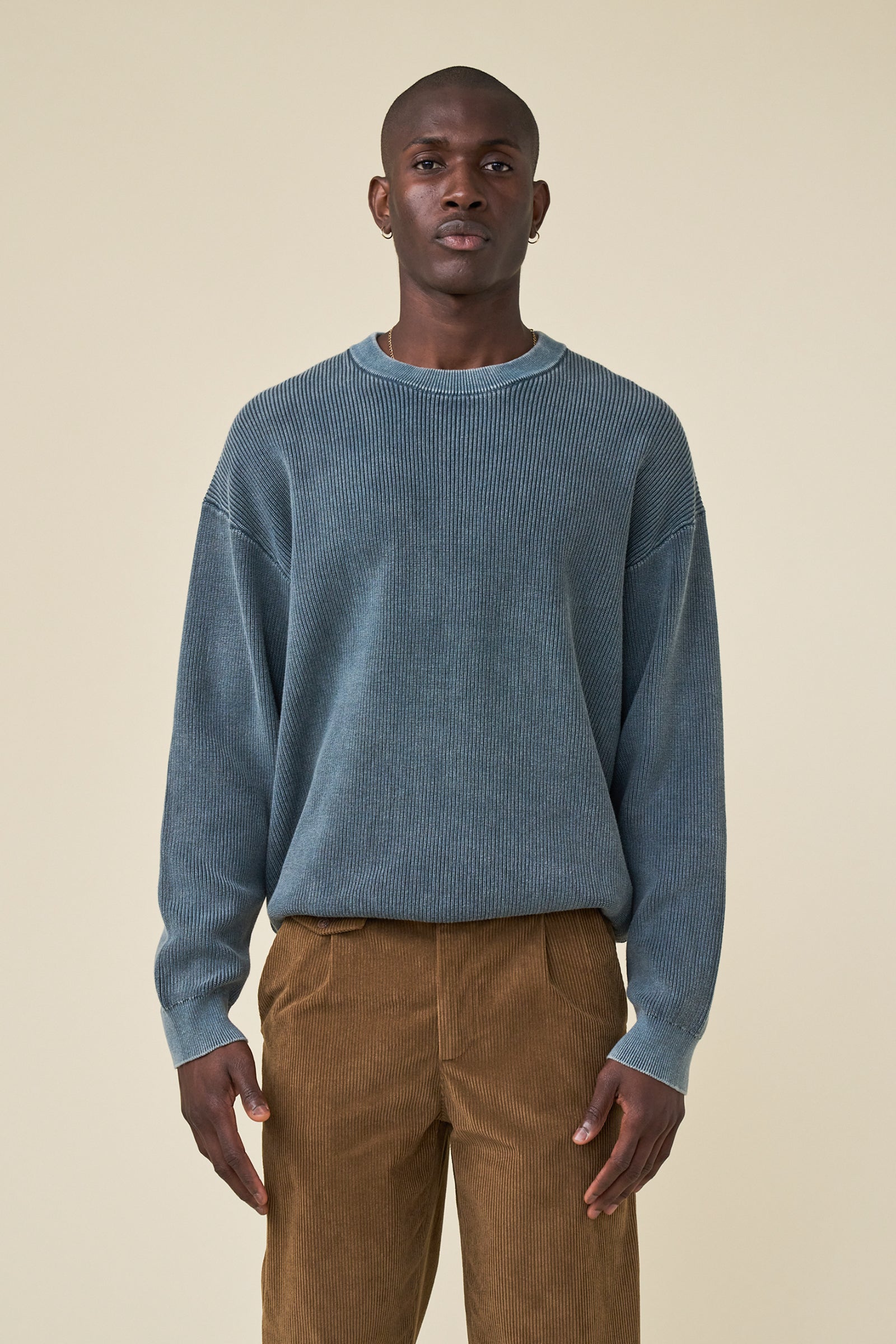 ACID WASHED CREWNECK SWEATER - AGAVE – bound