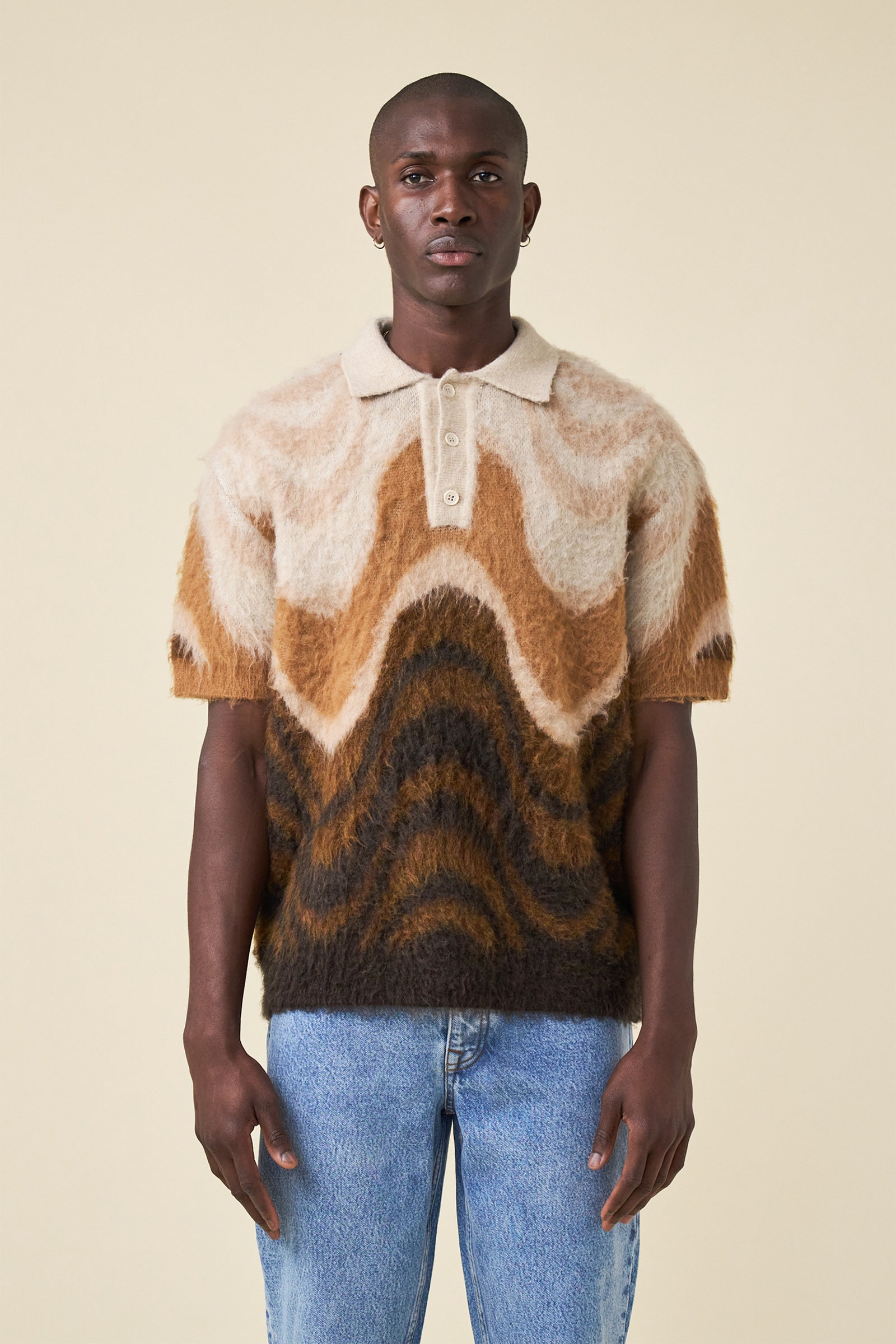 70S HEAVY KNIT FLUFFY POLO - TOFFEE BLEND – bound