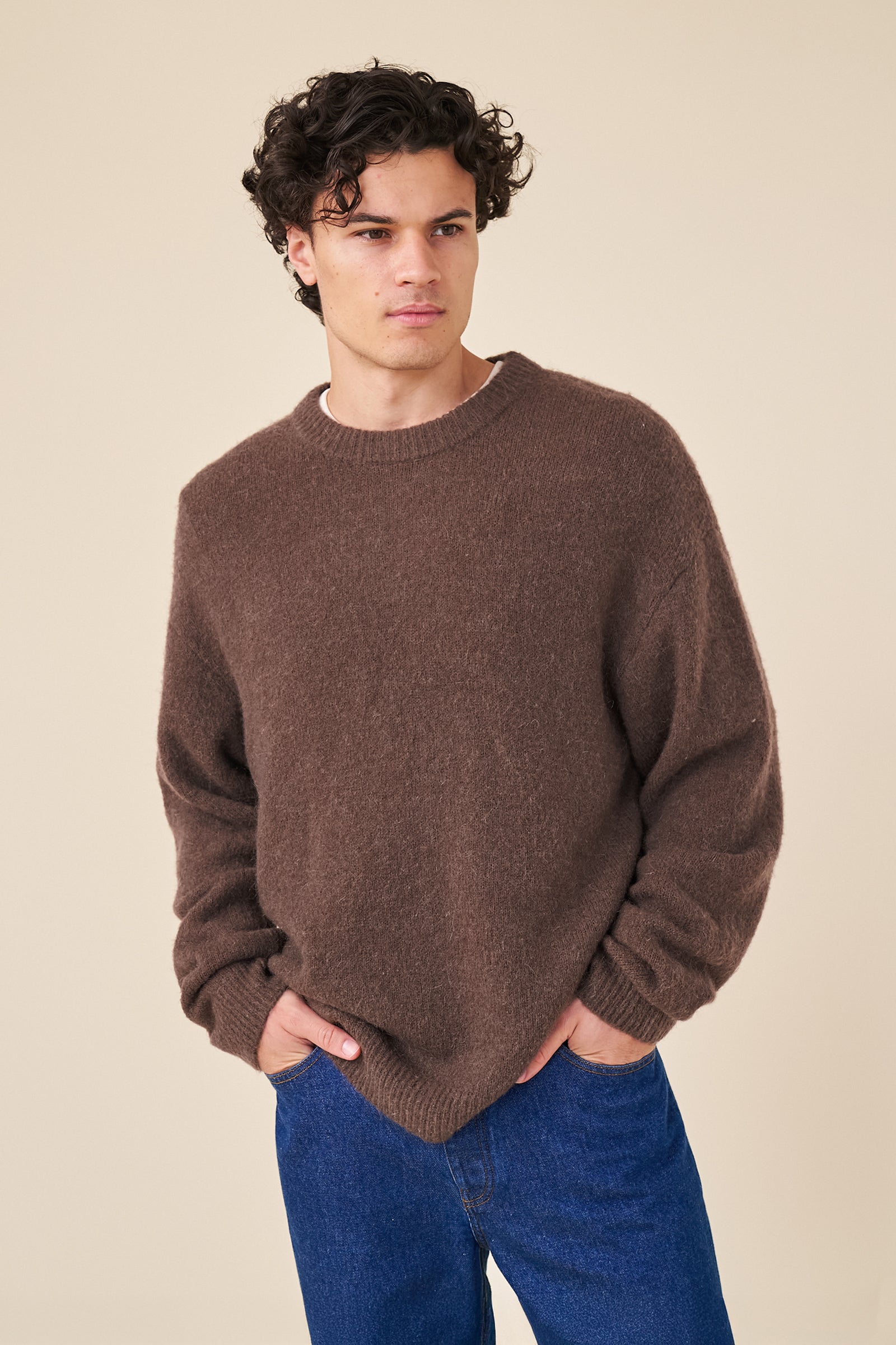 BAXTER MOHAIR BLEND SWEATER - WALNUT BROWN – bound
