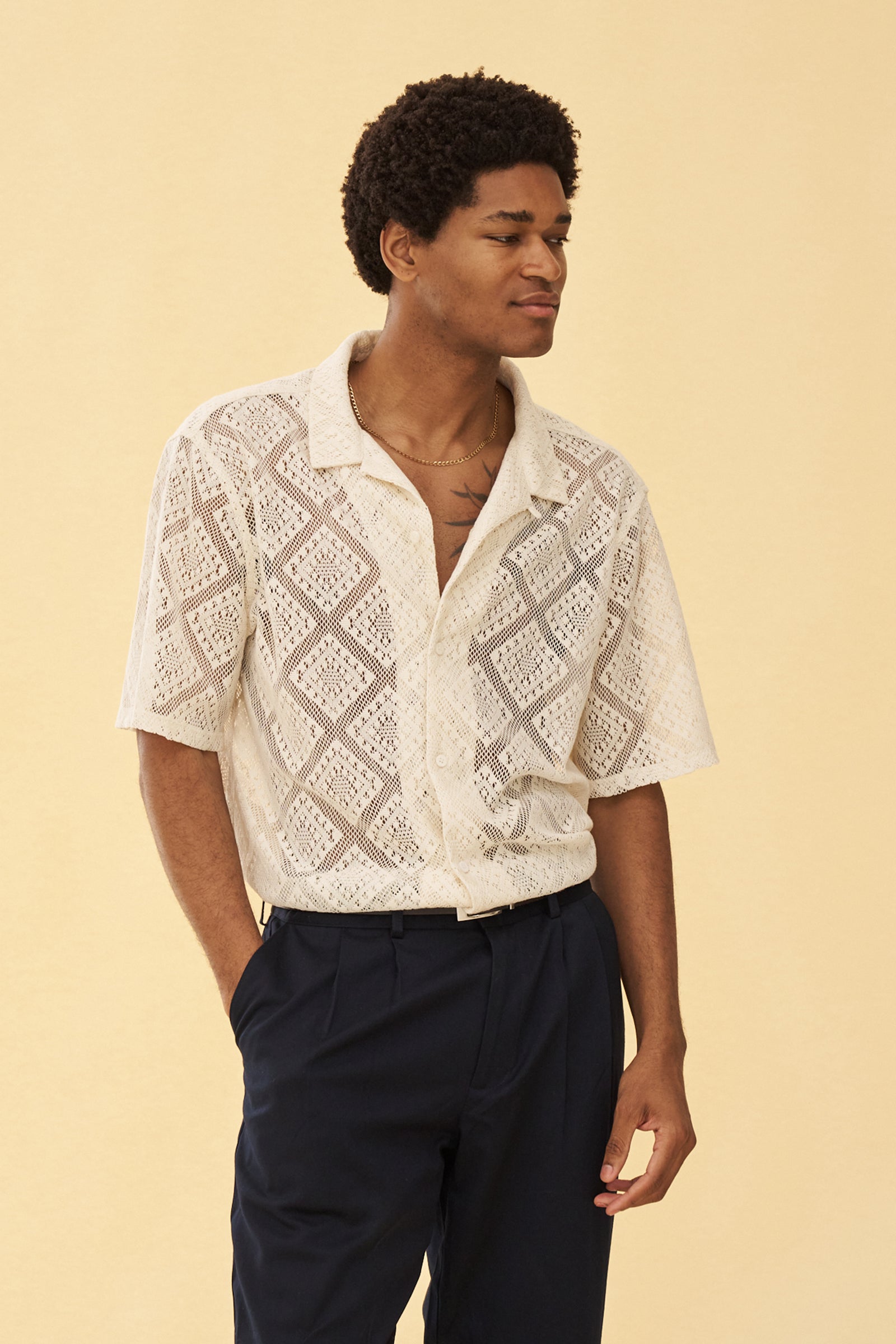 LACE VACATION SHIRT - CREAM – bound