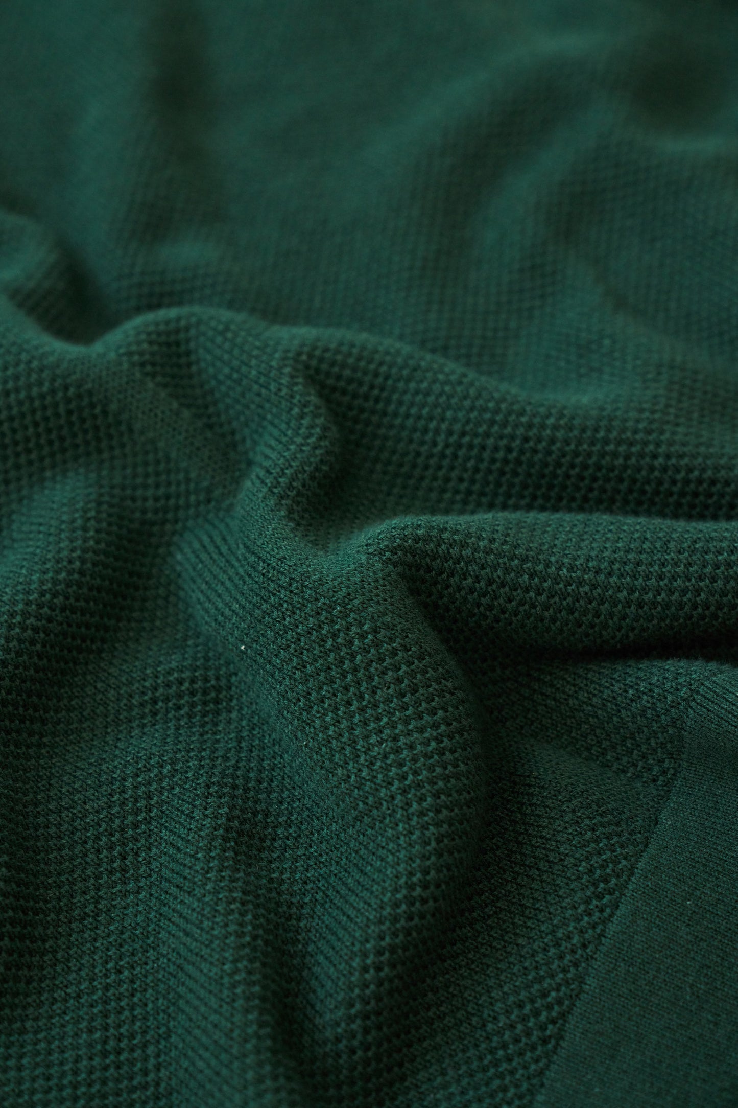 ARTHUR 1/4 ZIP WAFFLE KNIT POLO - BOTTLE GREEN