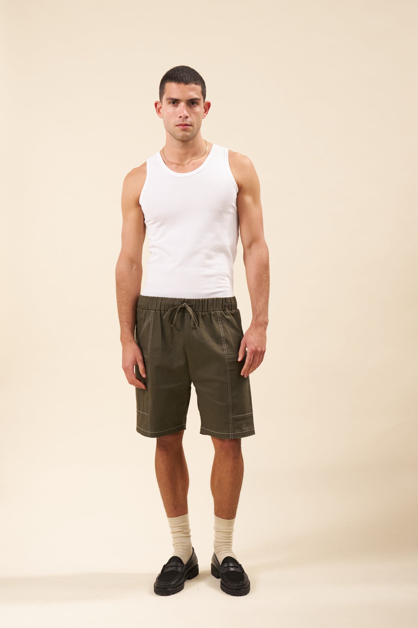 CANVAS CONTRAST SHORTS - ARMY GREEN