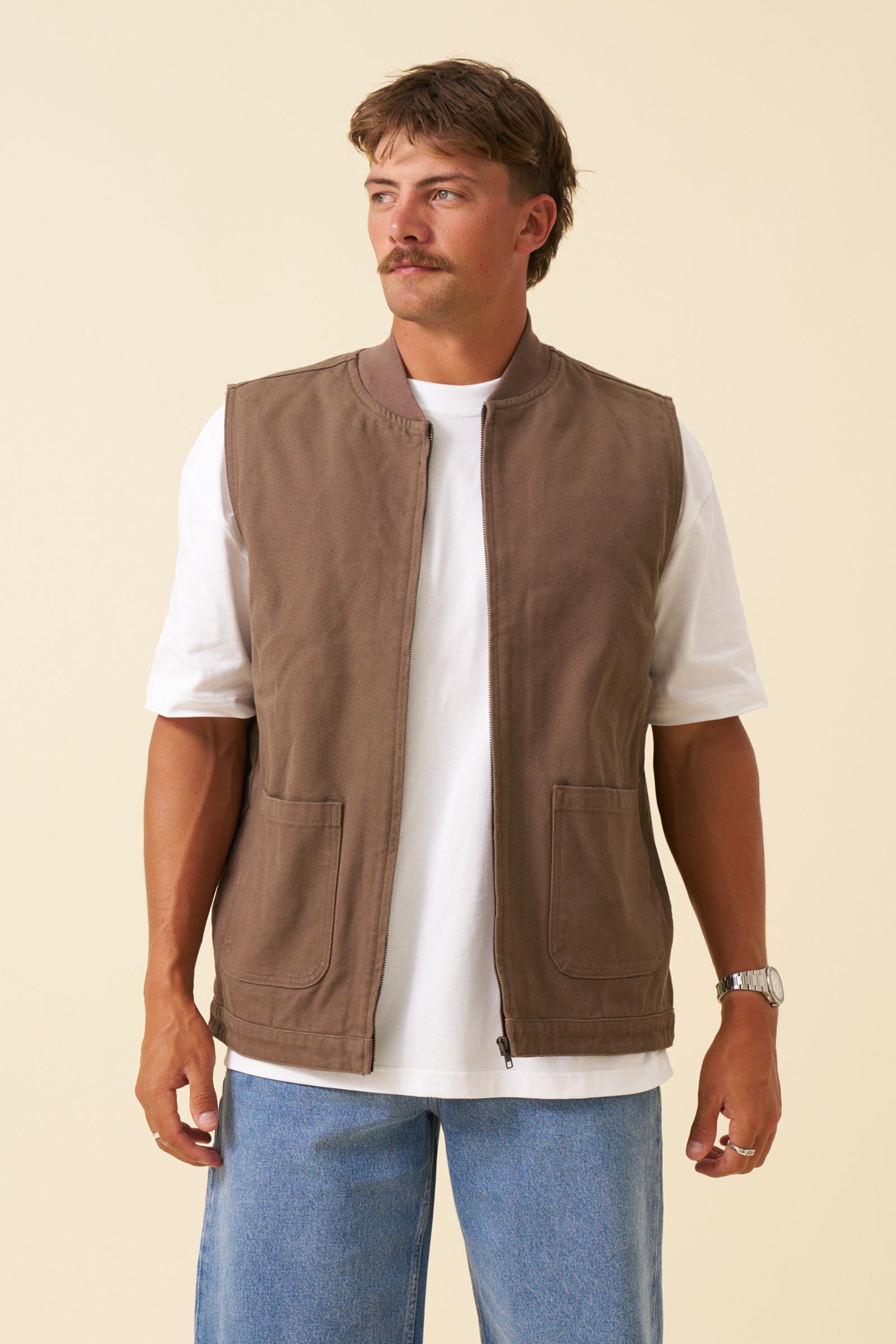BOTHA HEAVY CANVAS VEST - BROWN – bound