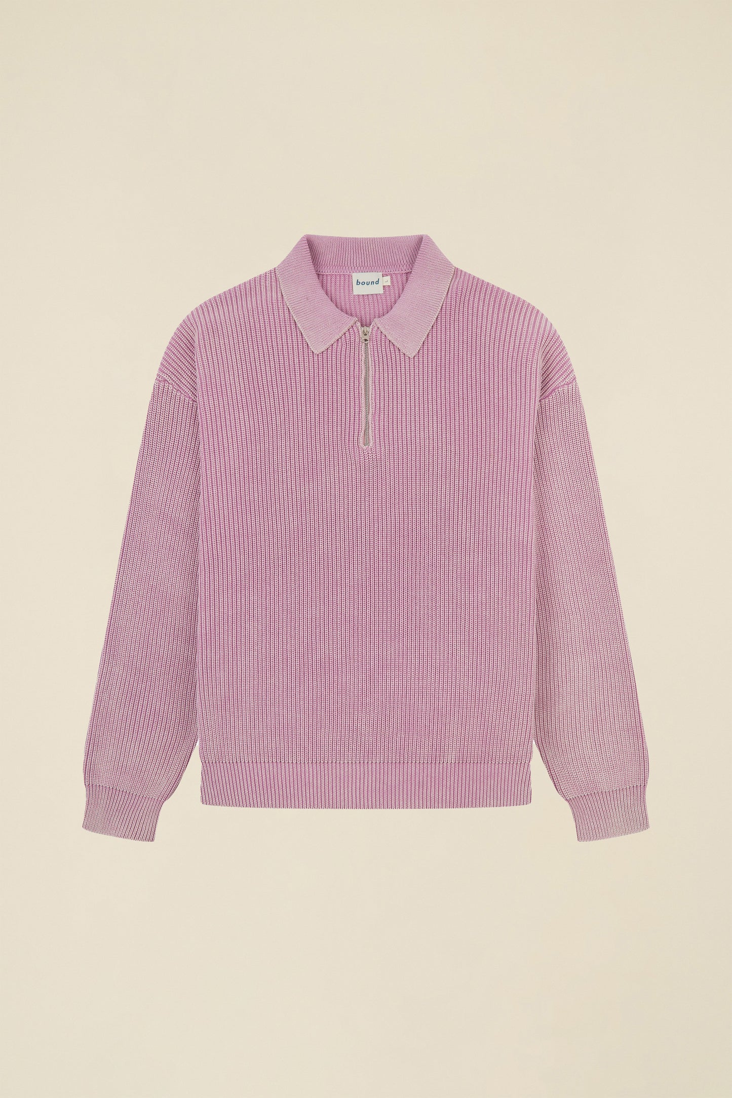 ROSE PINK ACID WASH HALF ZIP KNIT PULLOVER