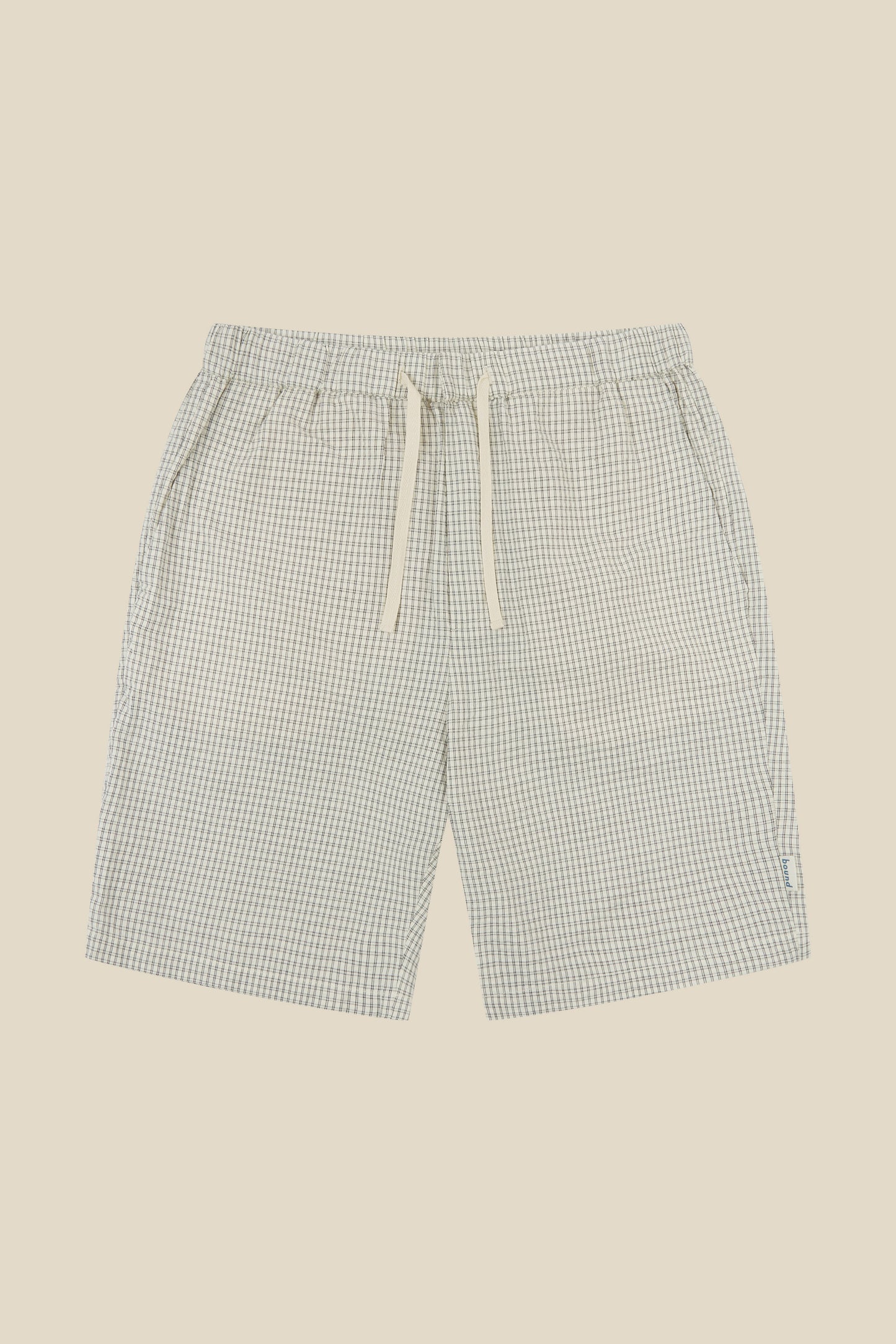 GINGHAM COTTON SHORTS - ECRU
