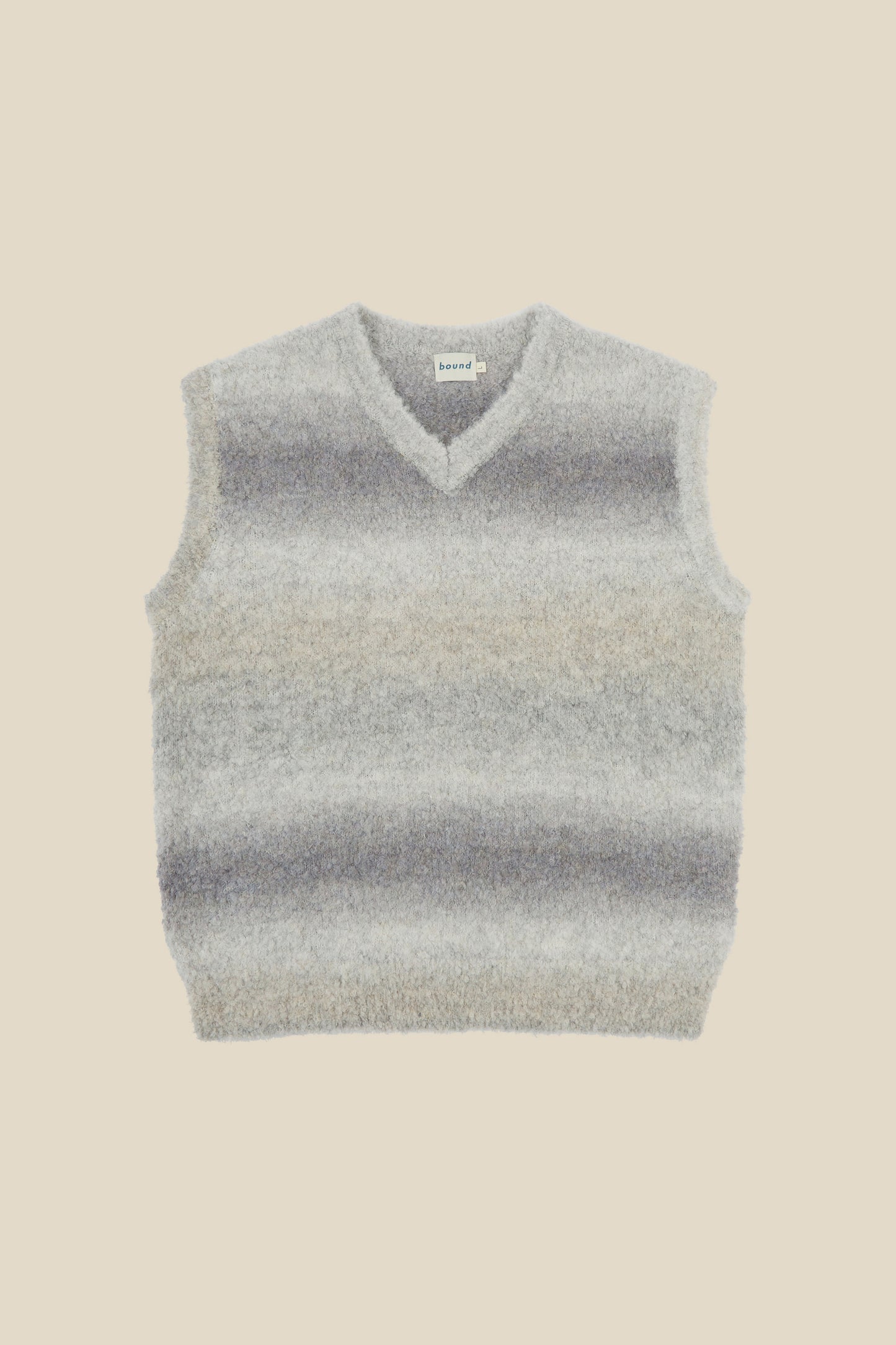 BOUCLE GRADIENT V-NECK KNIT VEST - ASH