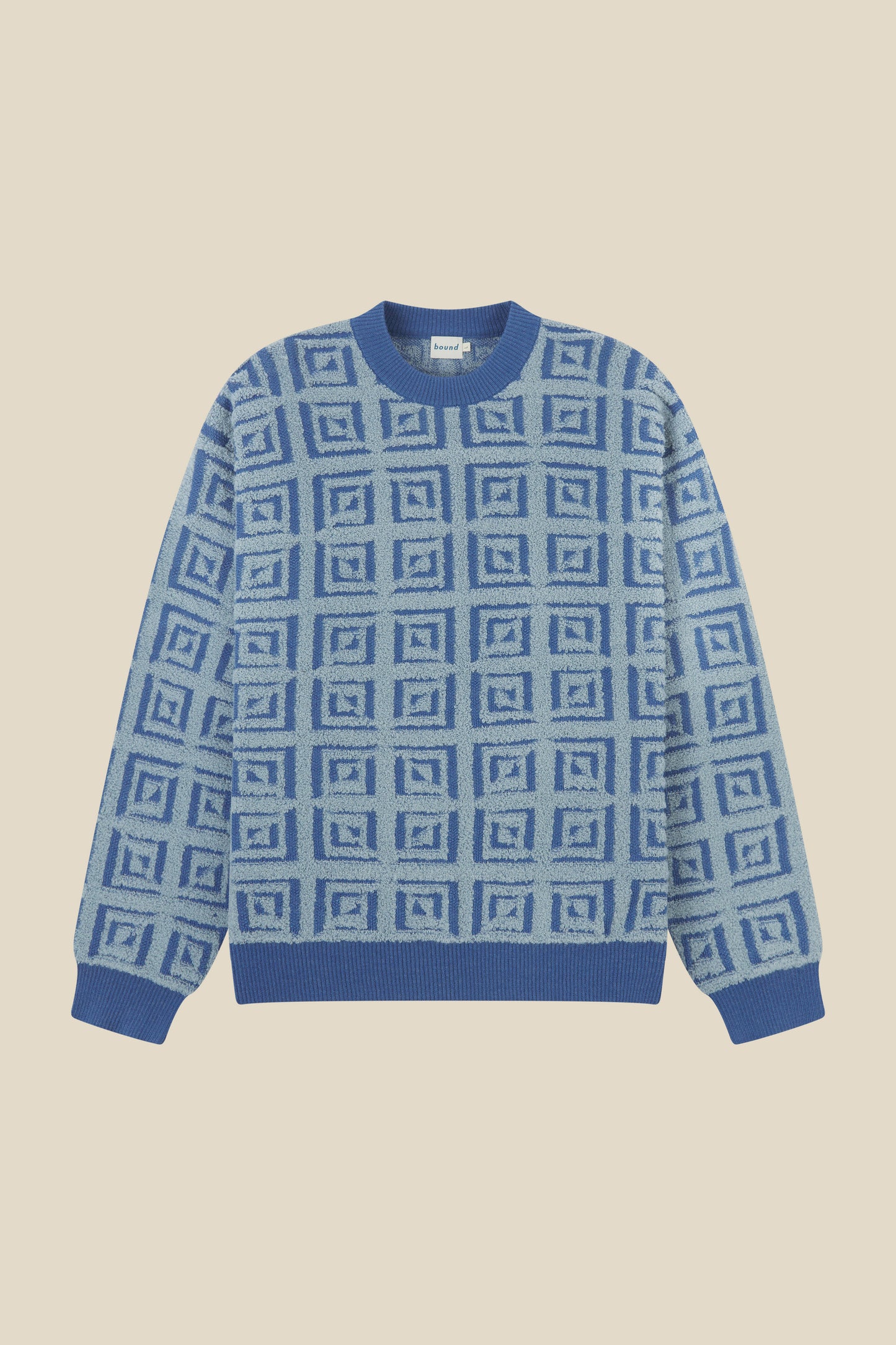 AZTEC TILE LOOSE KNIT SWEATER - BLUE