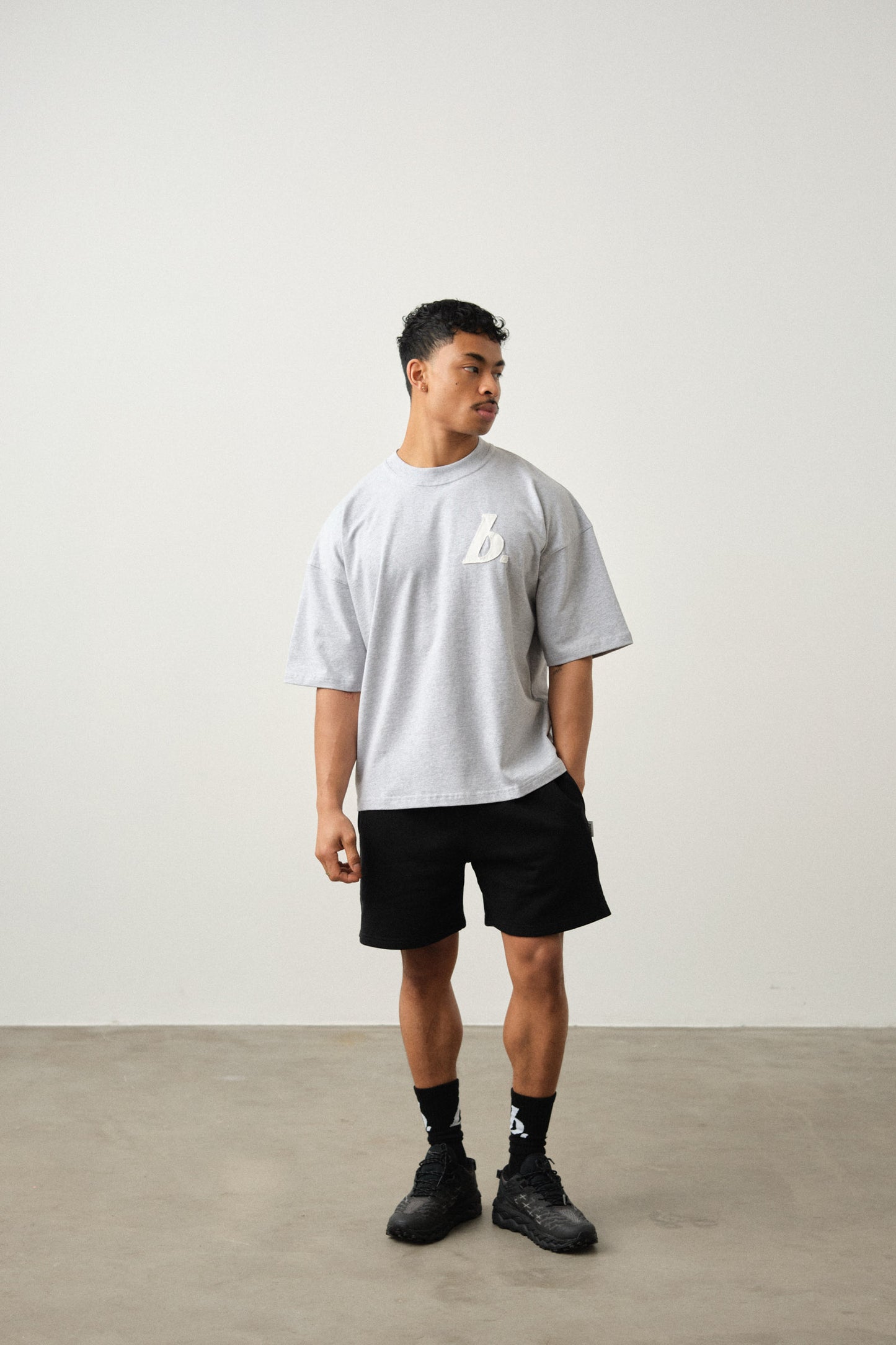 STAMP BOXY TEE 3 PACK - BLACK/GREY MARL/WHITE