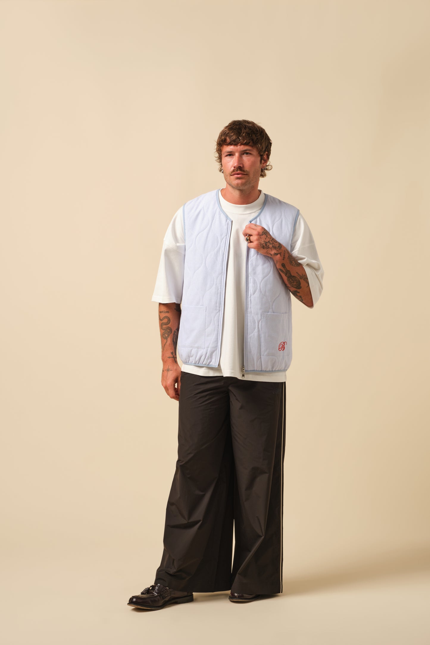 FREDDIE SATIN SUPER WIDE LEG TRACK PANT