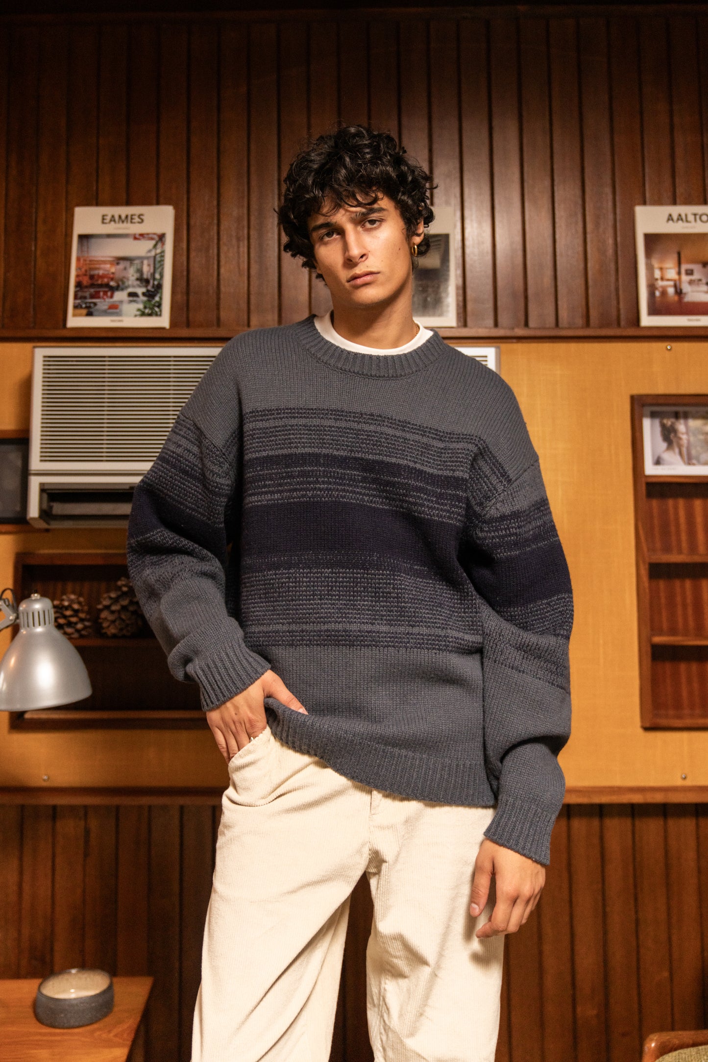 DEEP BLUE GRADIENT LAMBSWOOL SWEATER