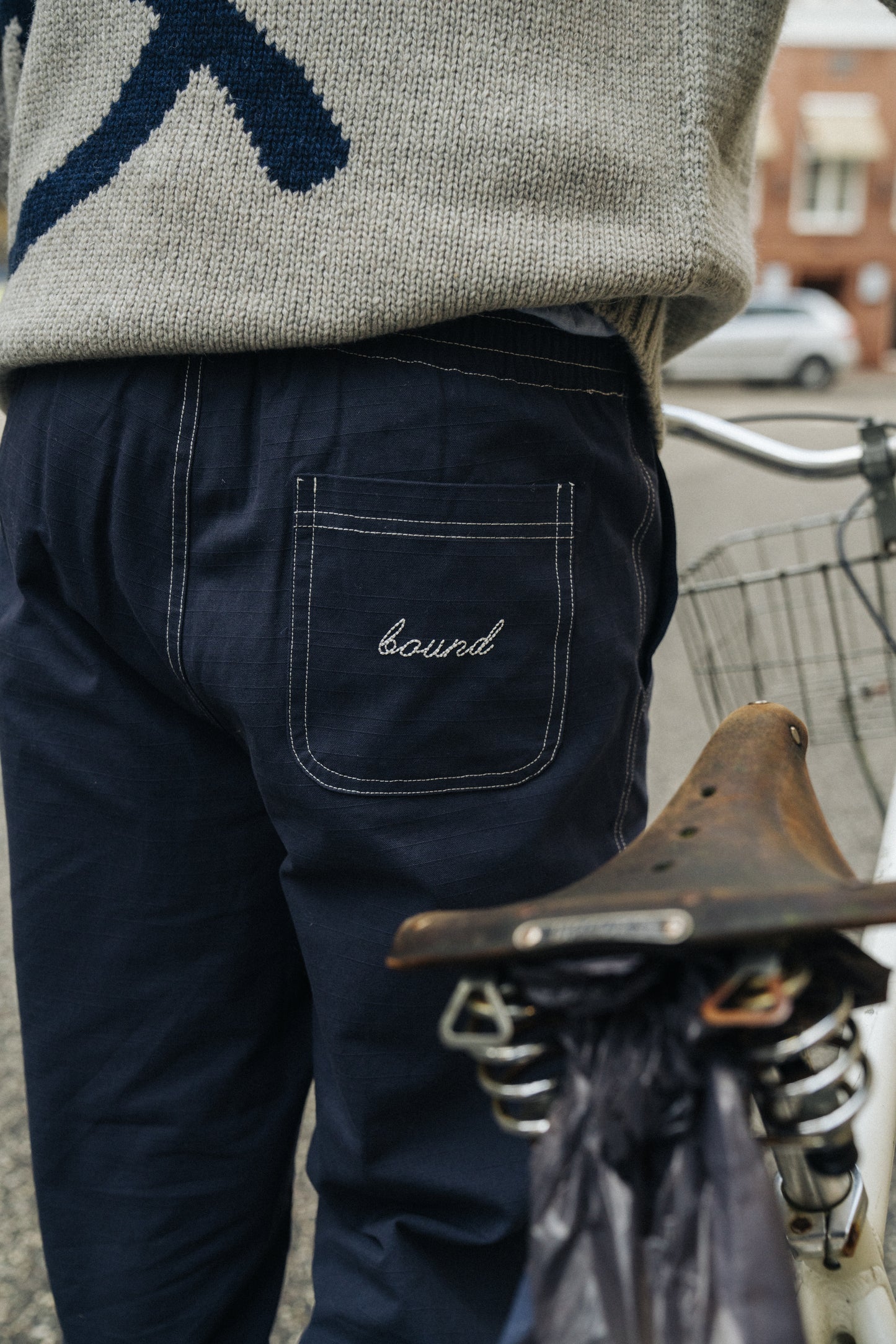 CONTRAST RIPSTOP CANVAS TROUSER - MID BLUE