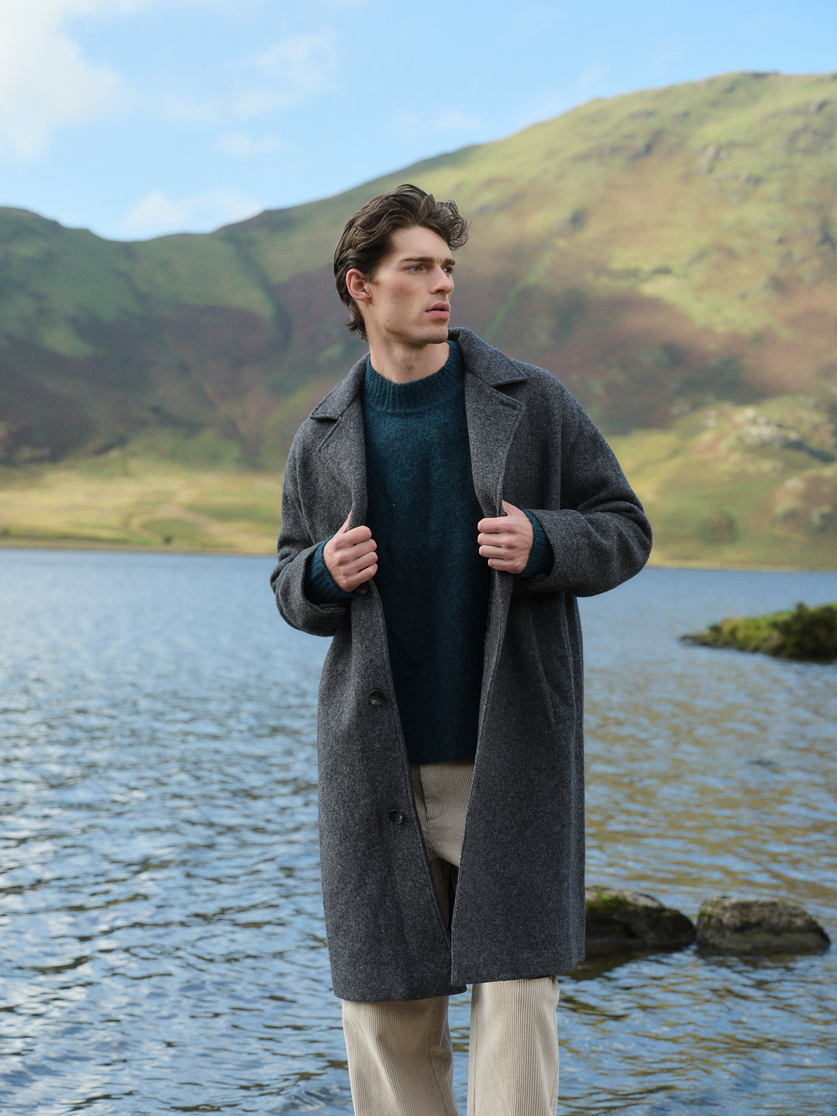 OTIS WOOL TRENCH COAT - CLASSIC GREY