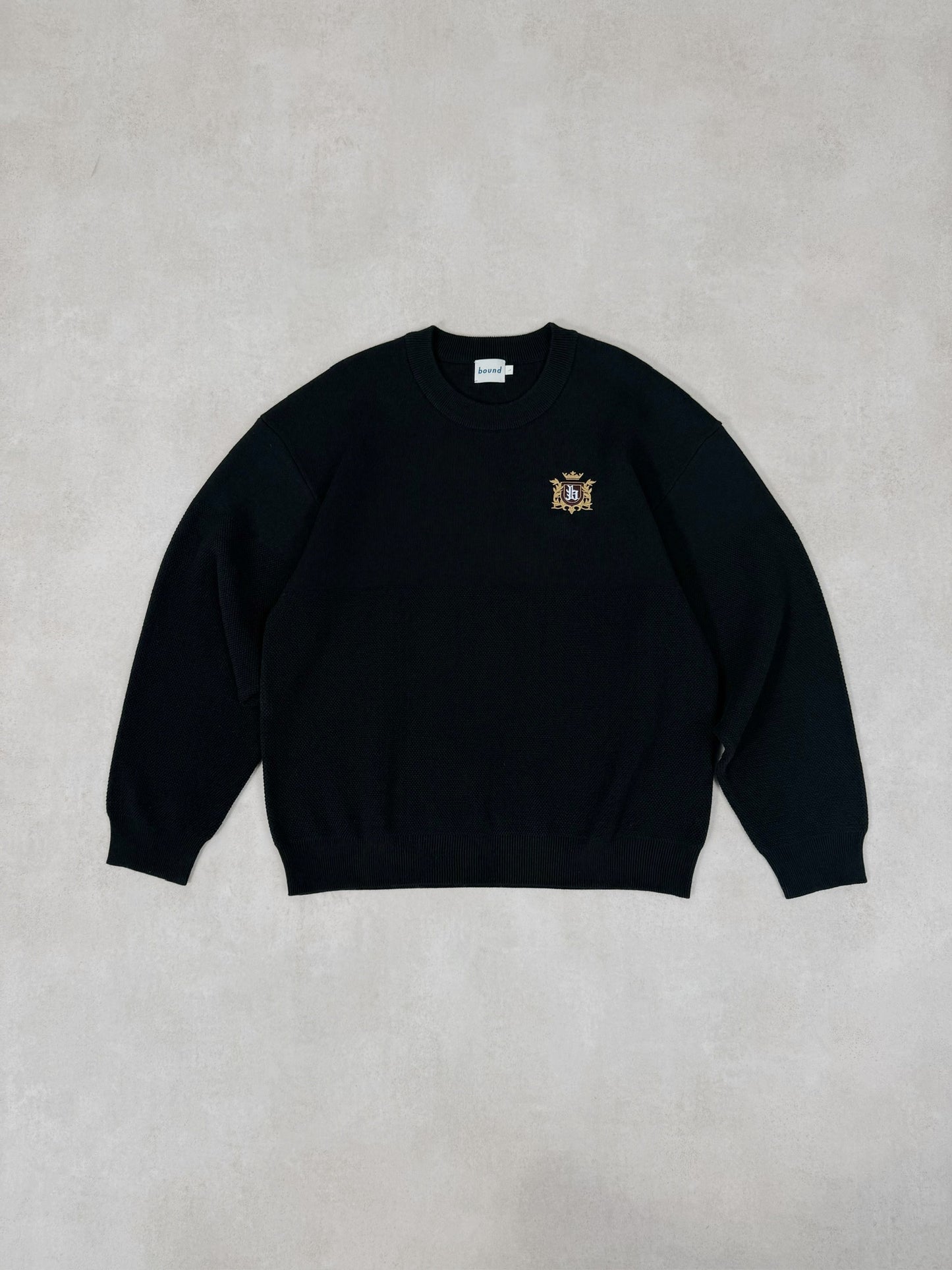 CREST PANEL KNIT SWEATER - BLACK
