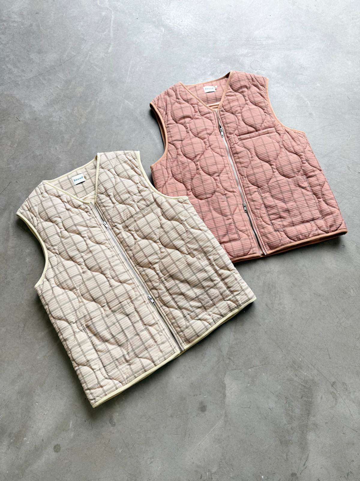 ROBBEN CHECK VINTAGE PADDED GILET- RUST