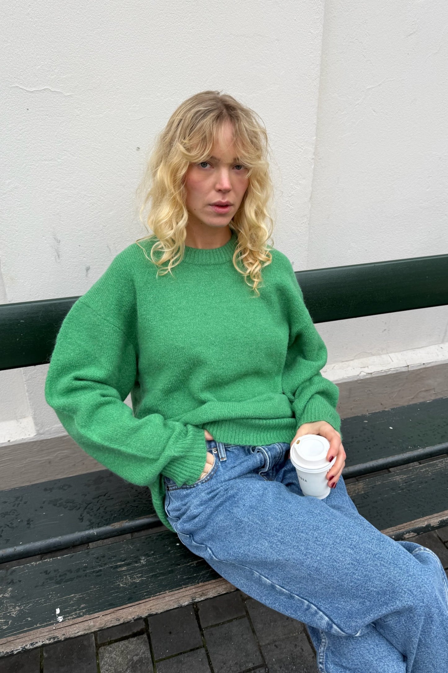 BAXTER MOHAIR BLEND SWEATER - KELLY GREEN