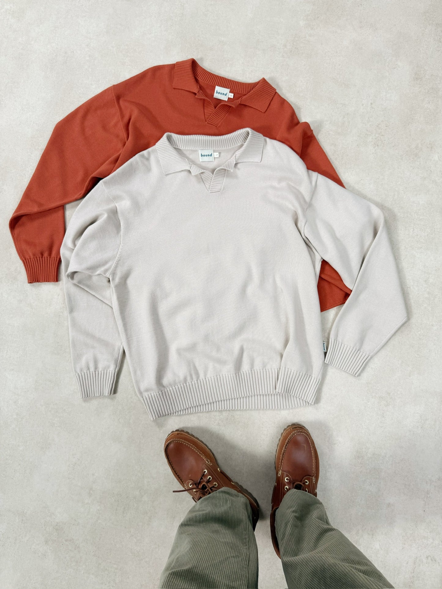 TROPEZ KNIT POLO SWEATER - ORANGE
