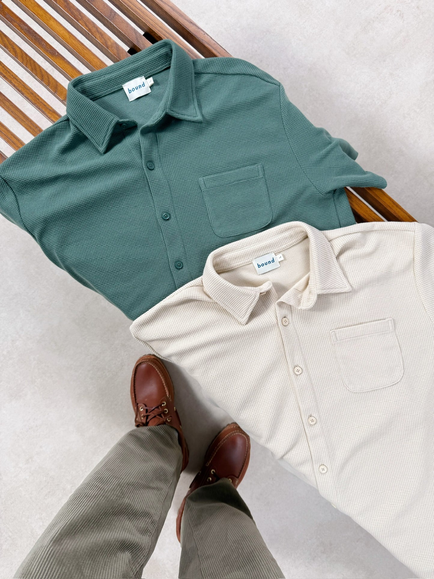 WAFFLE WOVEN POLO - BEIGE