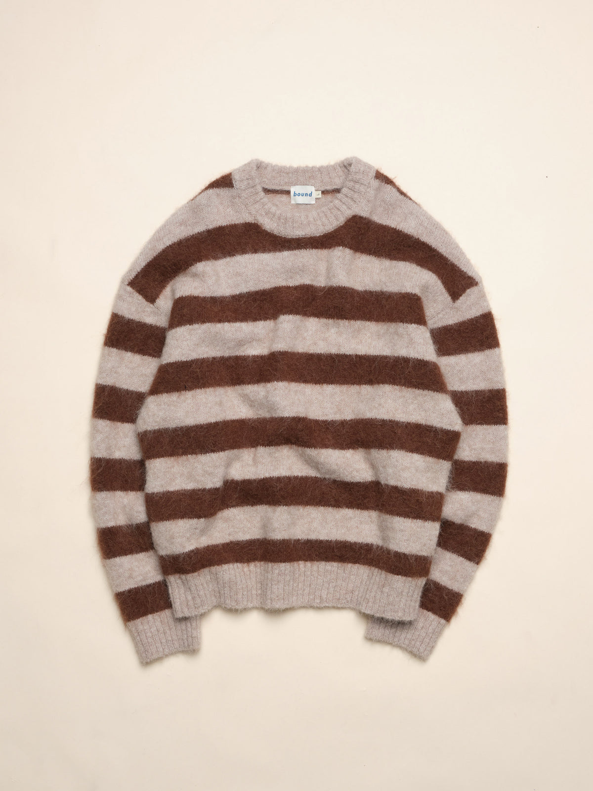 STRIPE ALPACA FLUFFY KNIT - CARAMEL