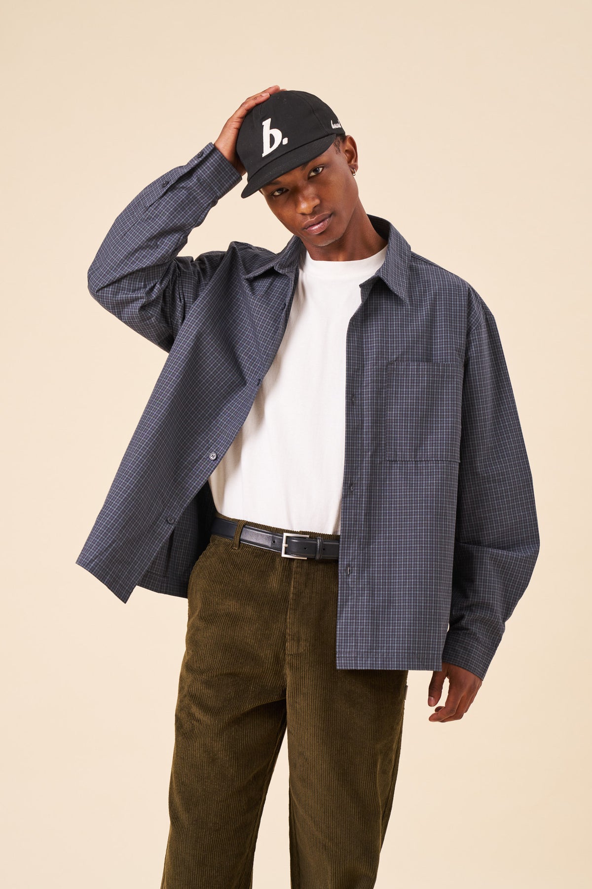 MACKENZIE CHECK COTTON LONGSLEEVE SHIRT - NAVY