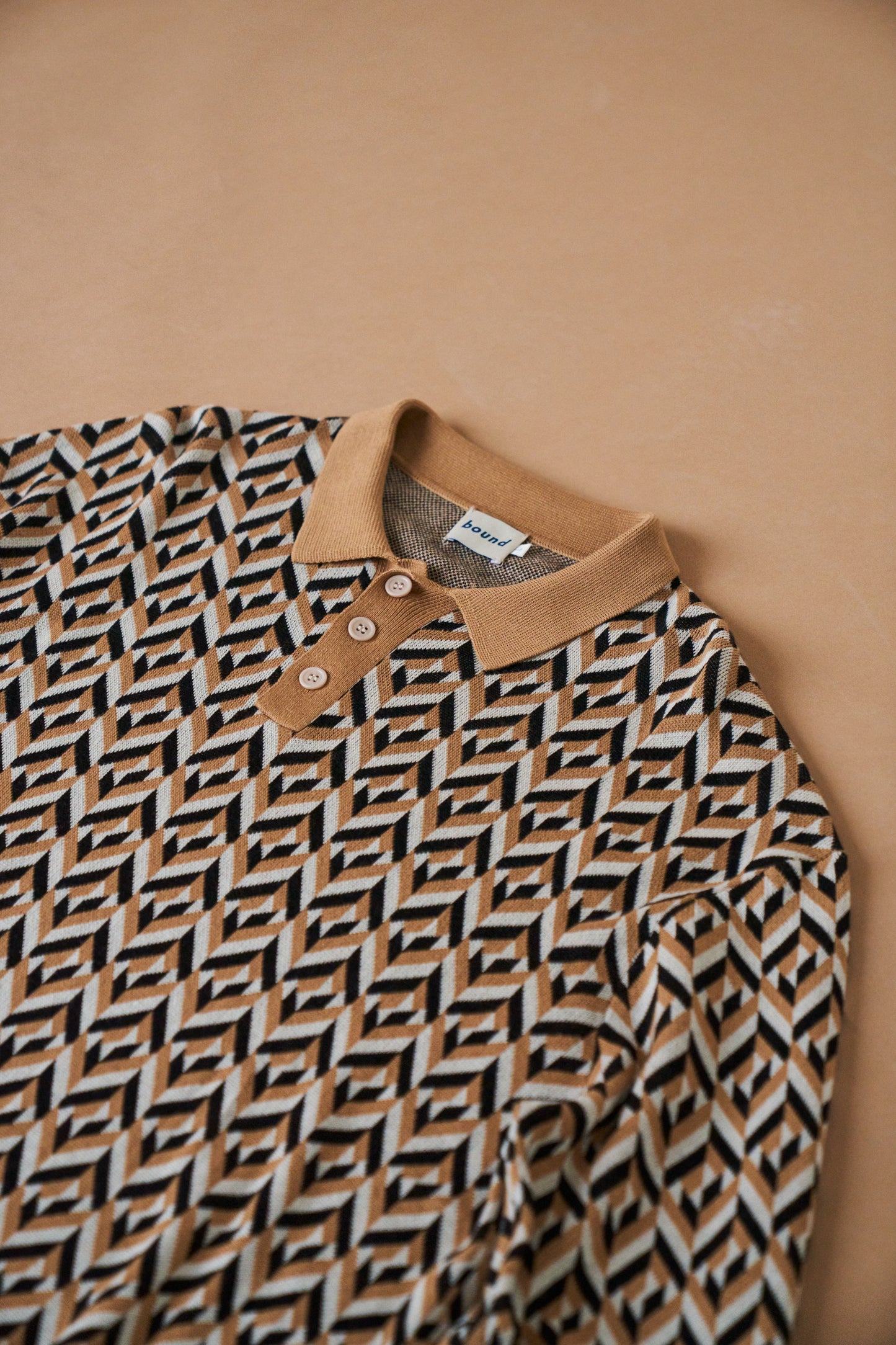 CHEVRON BROWN LONGSLEEVE POLO