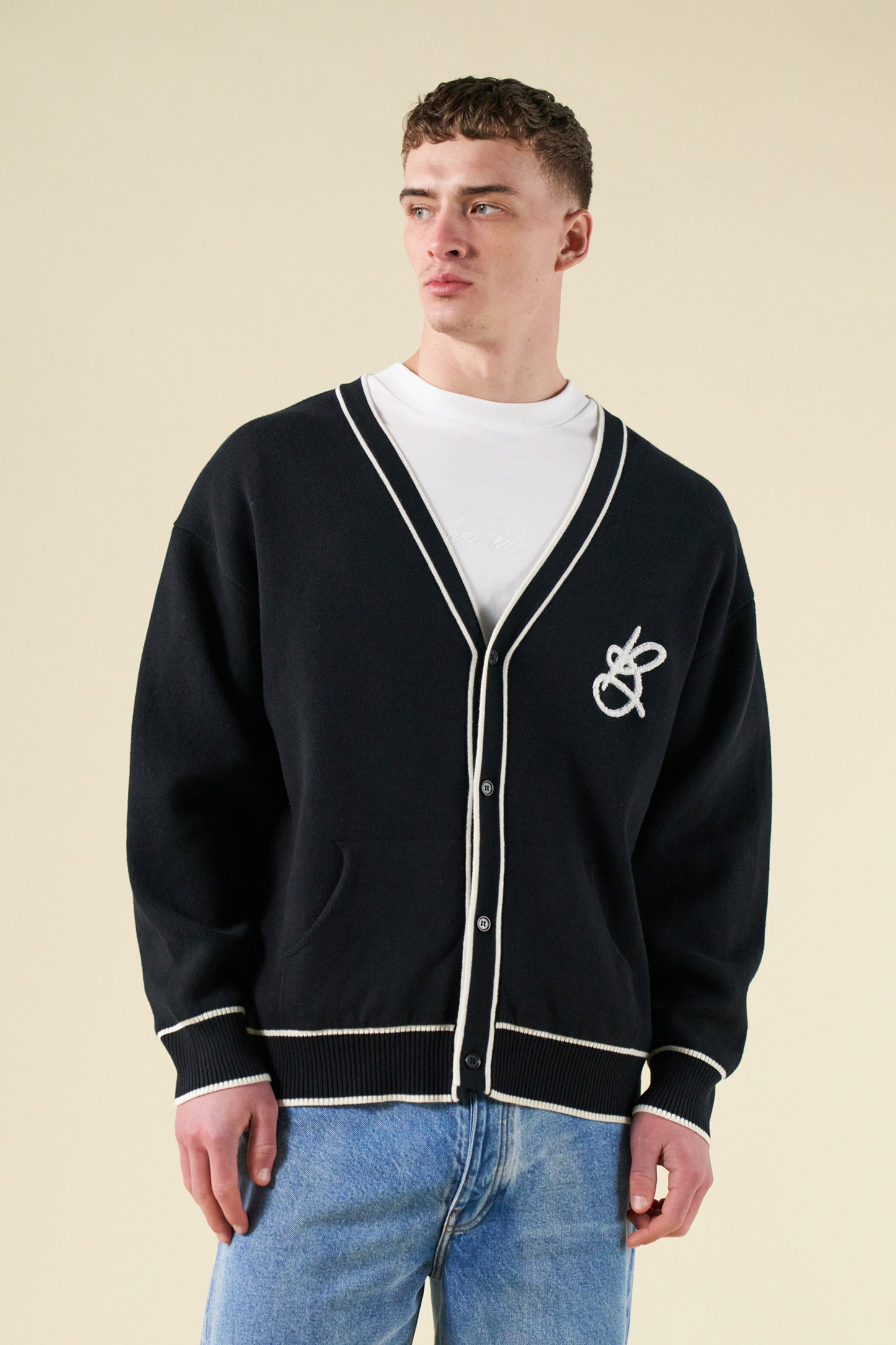 SIGNATURE CHENILLE CARDIGAN - BLACK