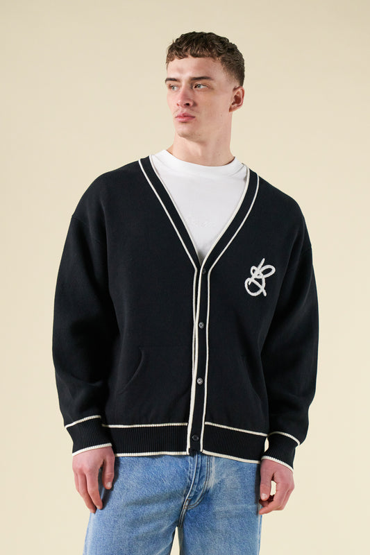 SIGNATURE CHENILLE CARDIGAN - BLACK