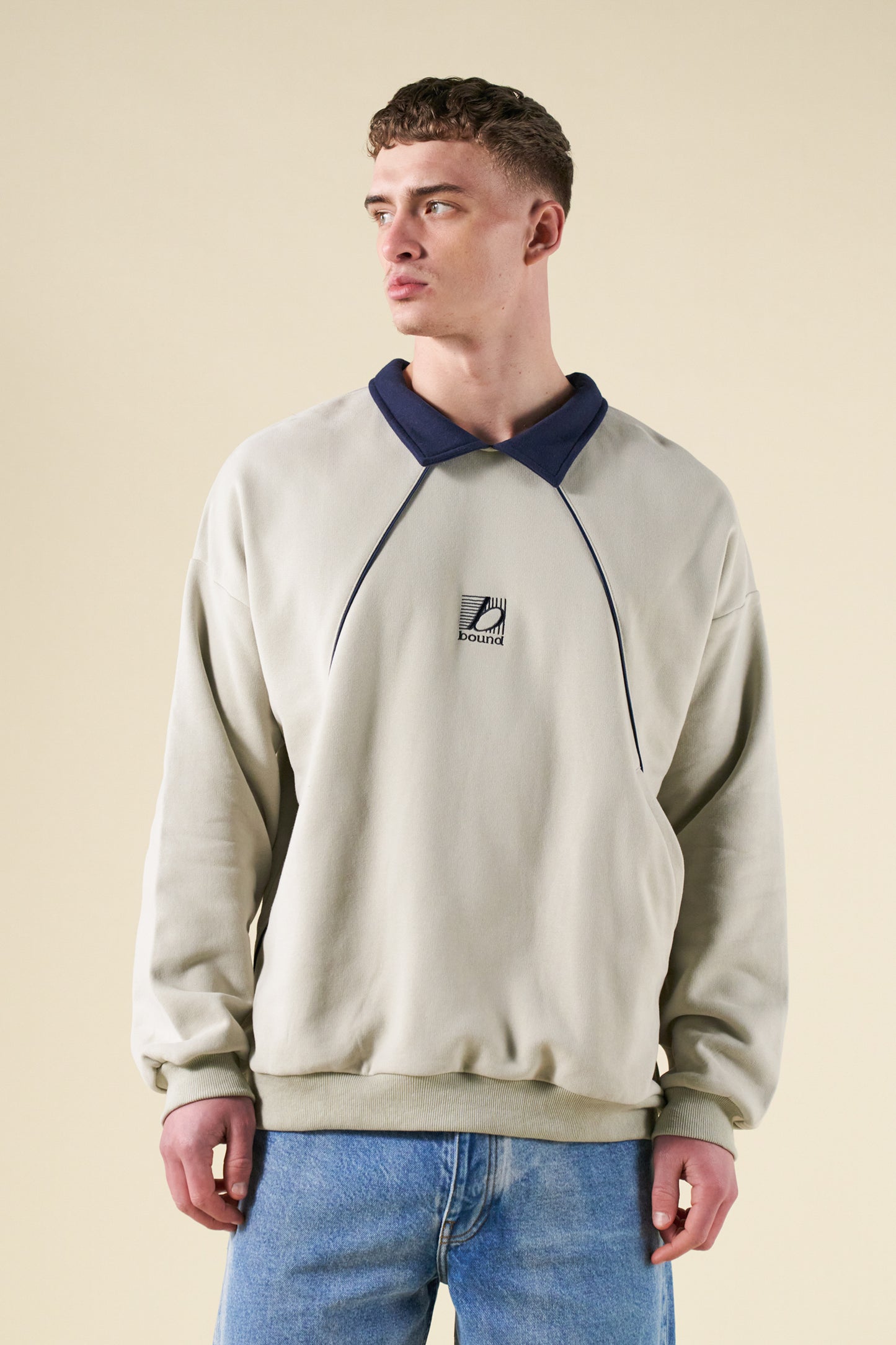 RETRO SPORTS GRID SWEATER - GREY / NAVY