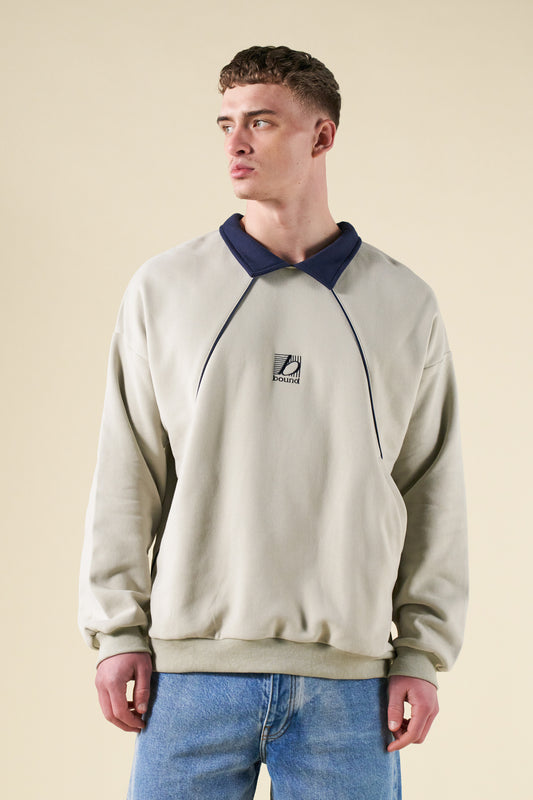 RETRO SPORTS GRID SWEATER - GREY / NAVY