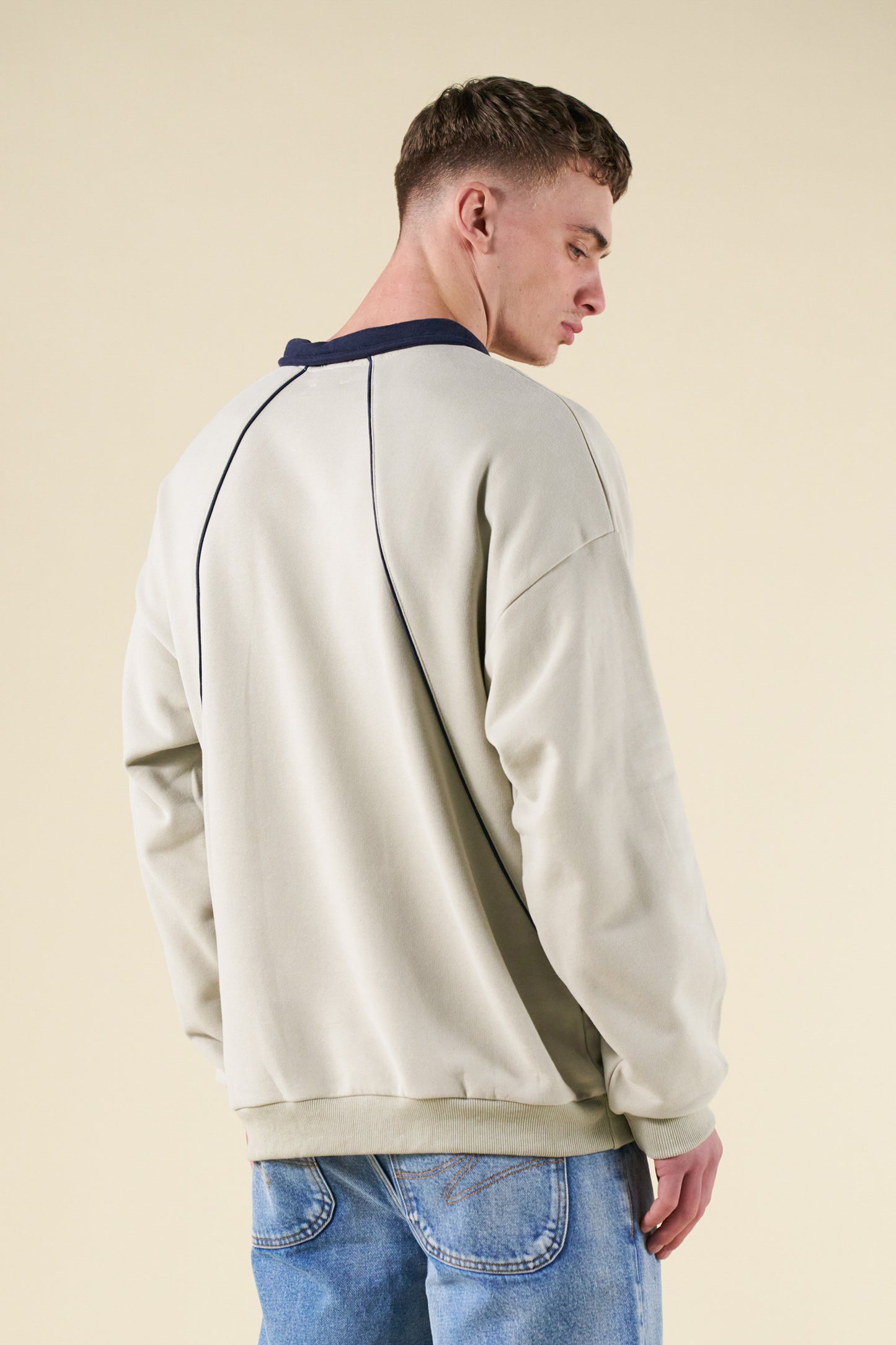 RETRO SPORTS GRID SWEATER - GREY / NAVY