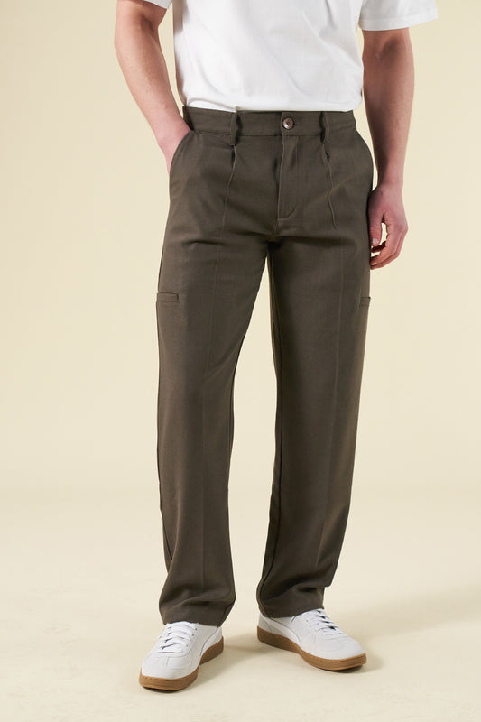 TAPERED CASUAL TROUSER  - BROWN