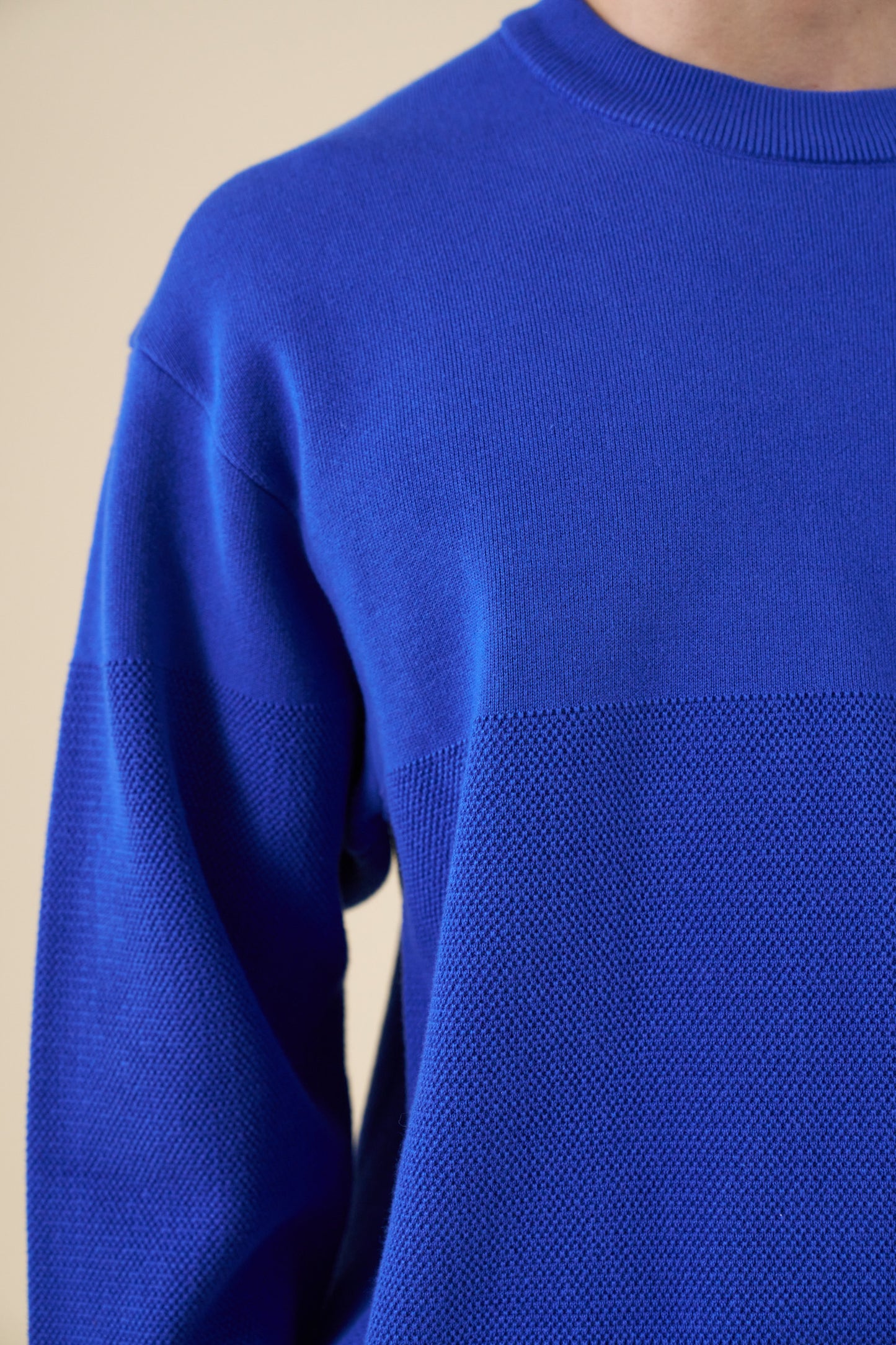 CREST PANEL KNIT SWEATER - ROYAL BLUE