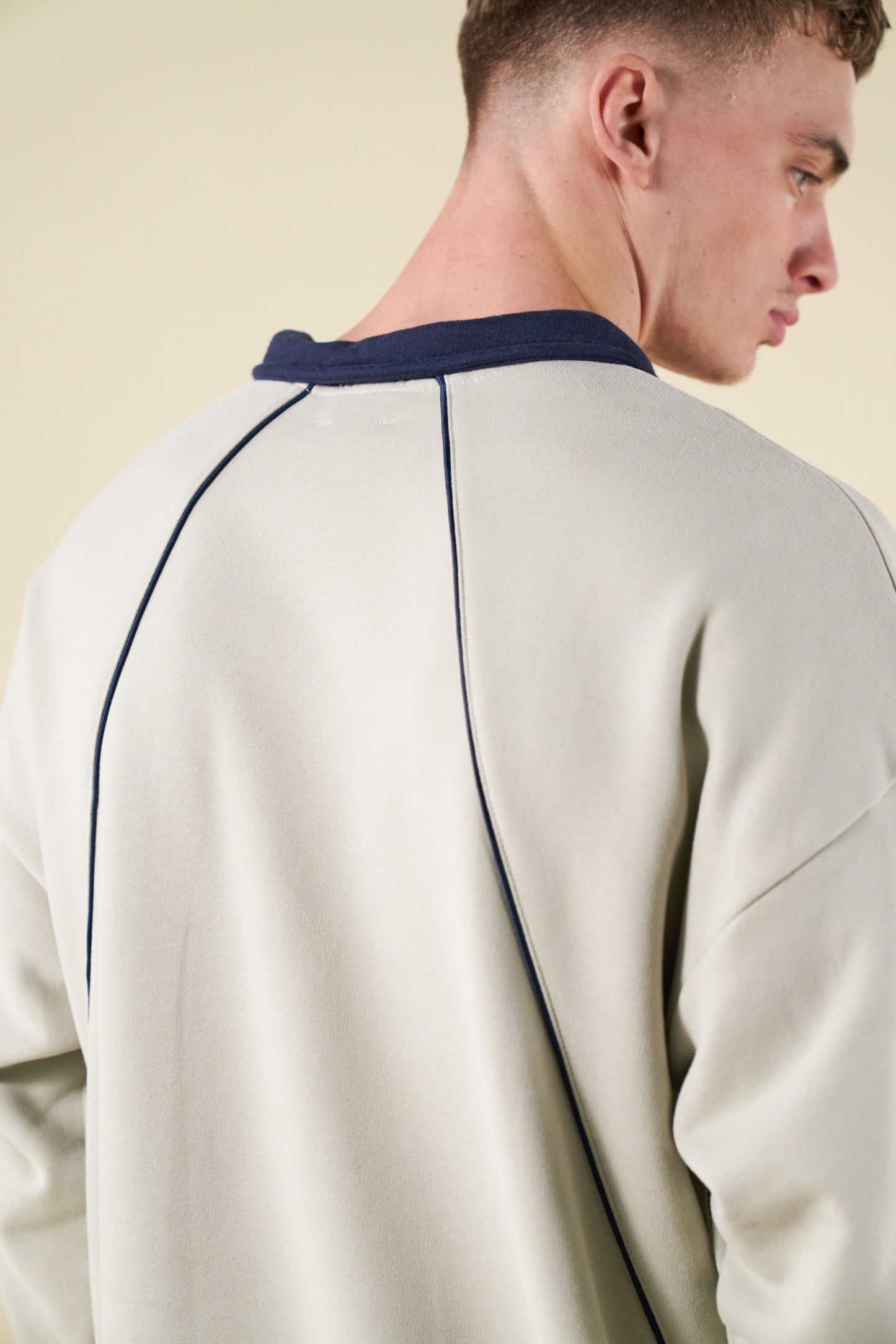 RETRO SPORTS GRID SWEATER - GREY / NAVY