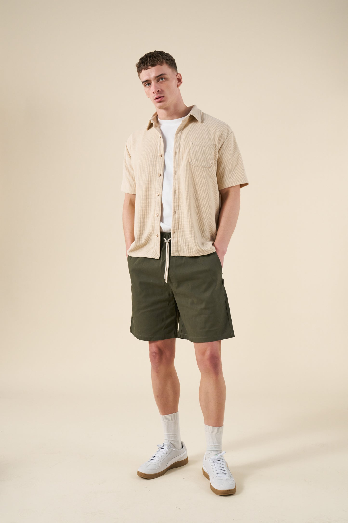 WAFFLE WOVEN POLO - BEIGE