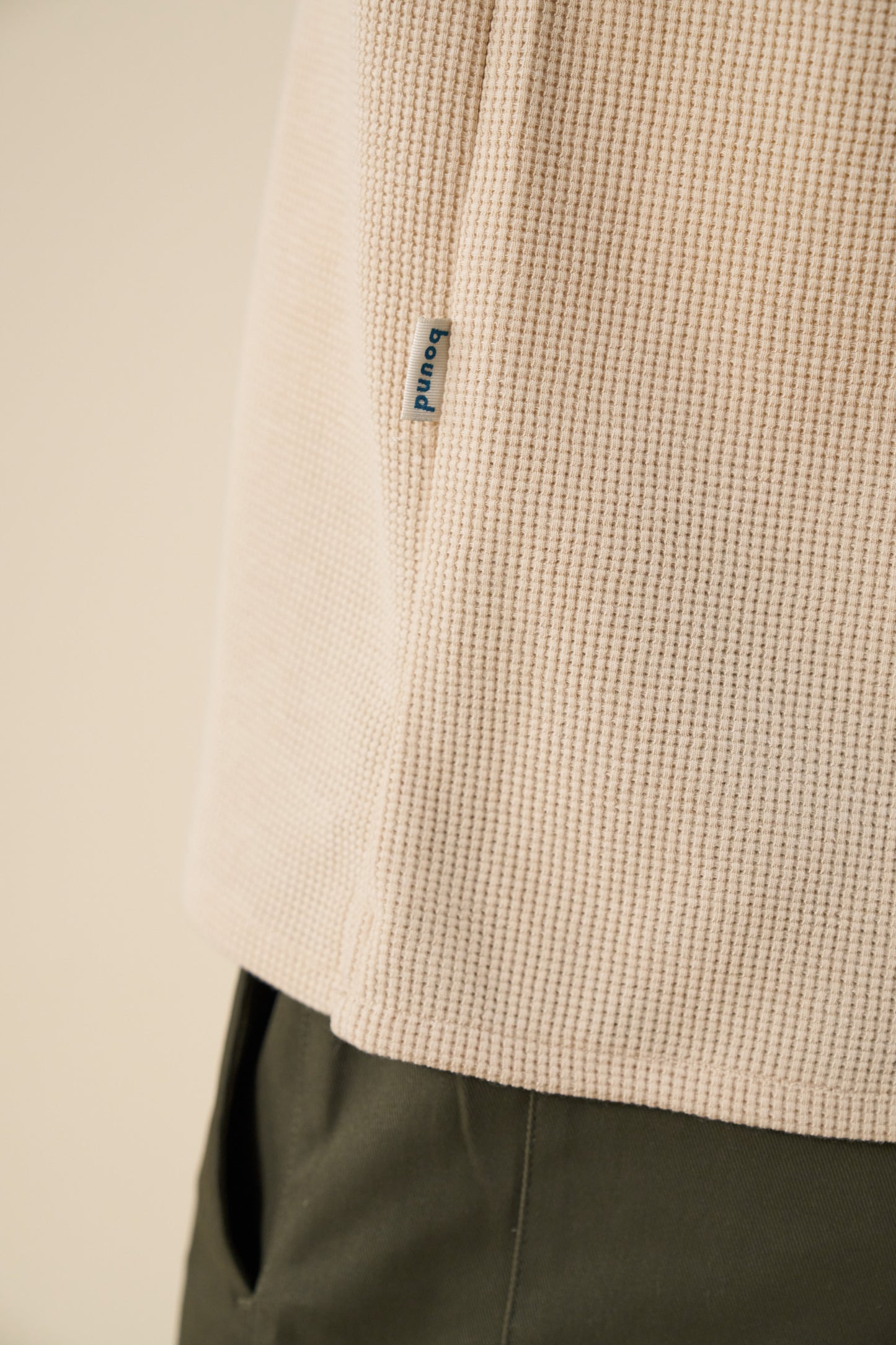 WAFFLE WOVEN POLO - BEIGE