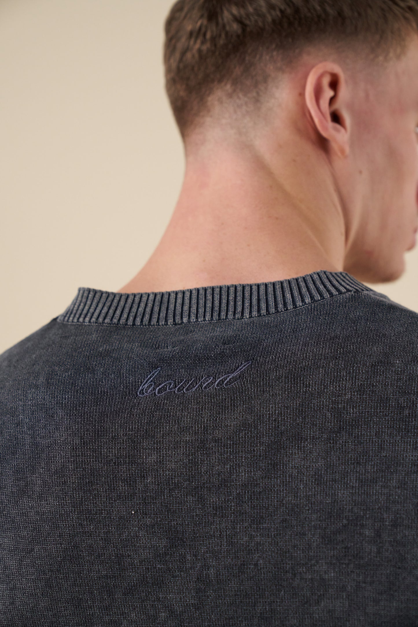 ACID WASH KNIT TEE - CHARCOAL