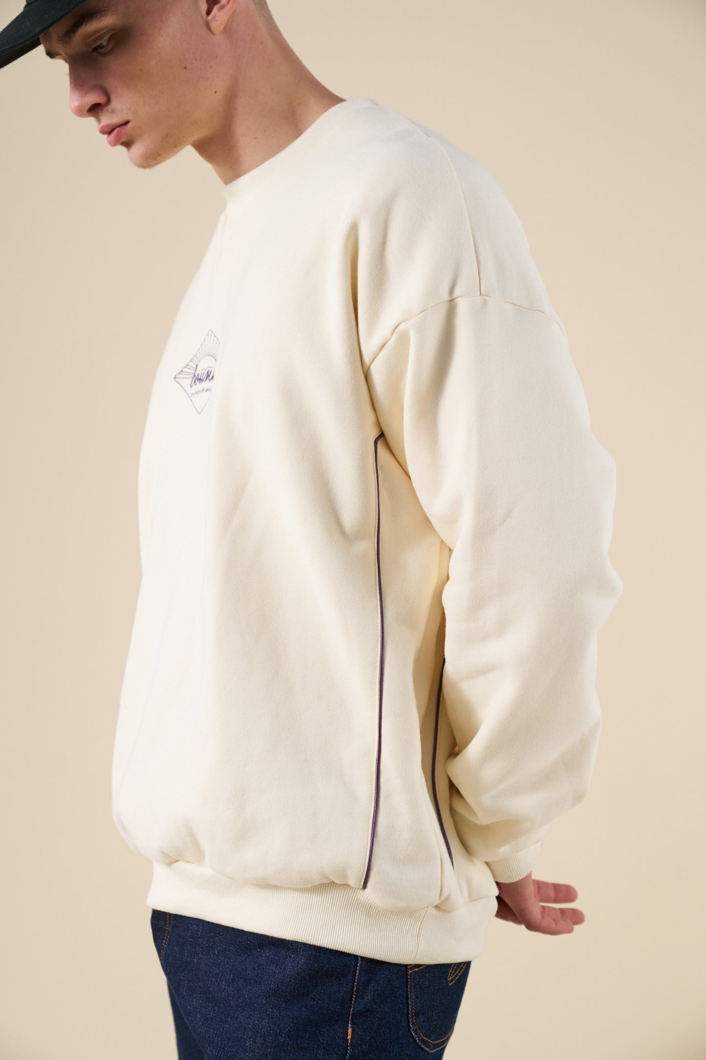 SUNRISE SWEATER - ECRU / PURPLE