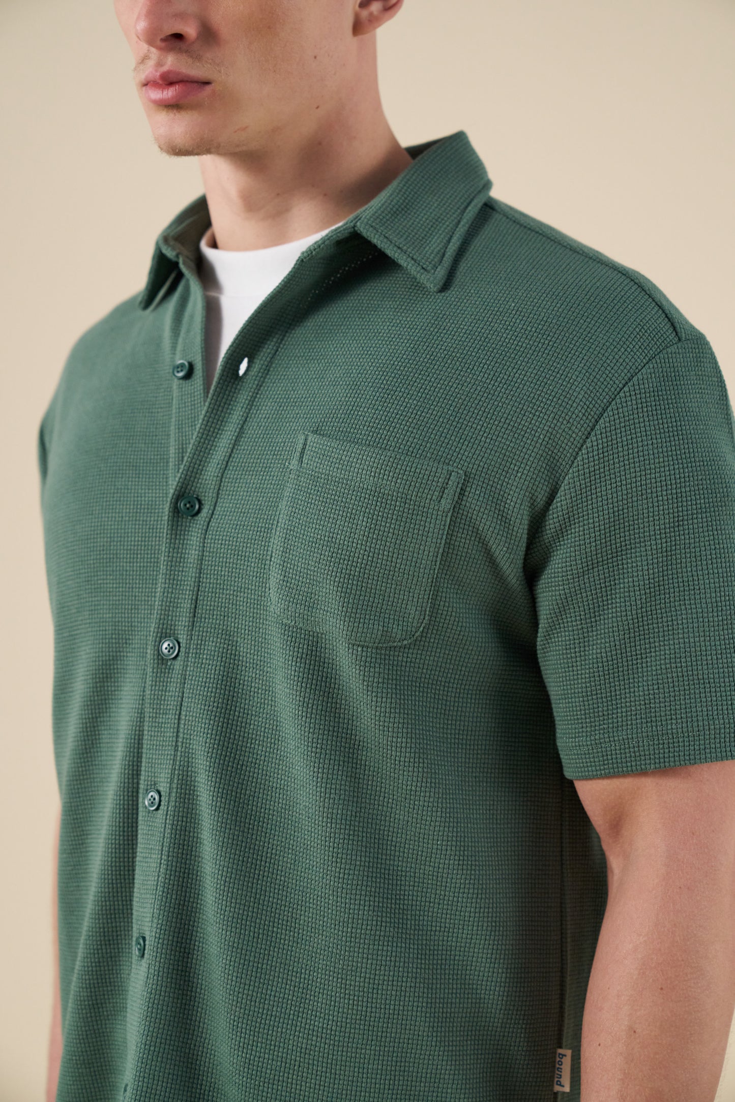 WAFFLE WOVEN POLO - HUNTER GREEN