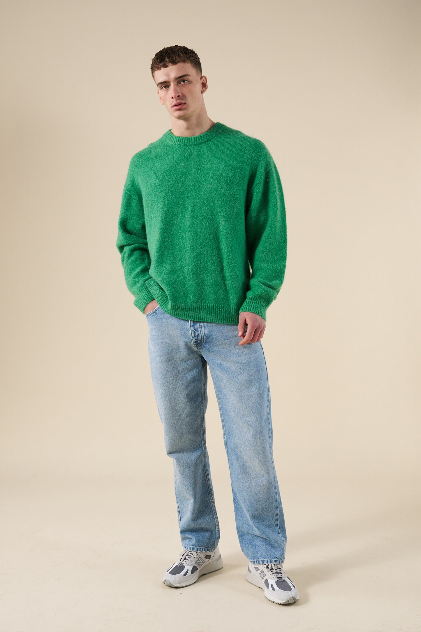 BAXTER MOHAIR BLEND SWEATER - KELLY GREEN