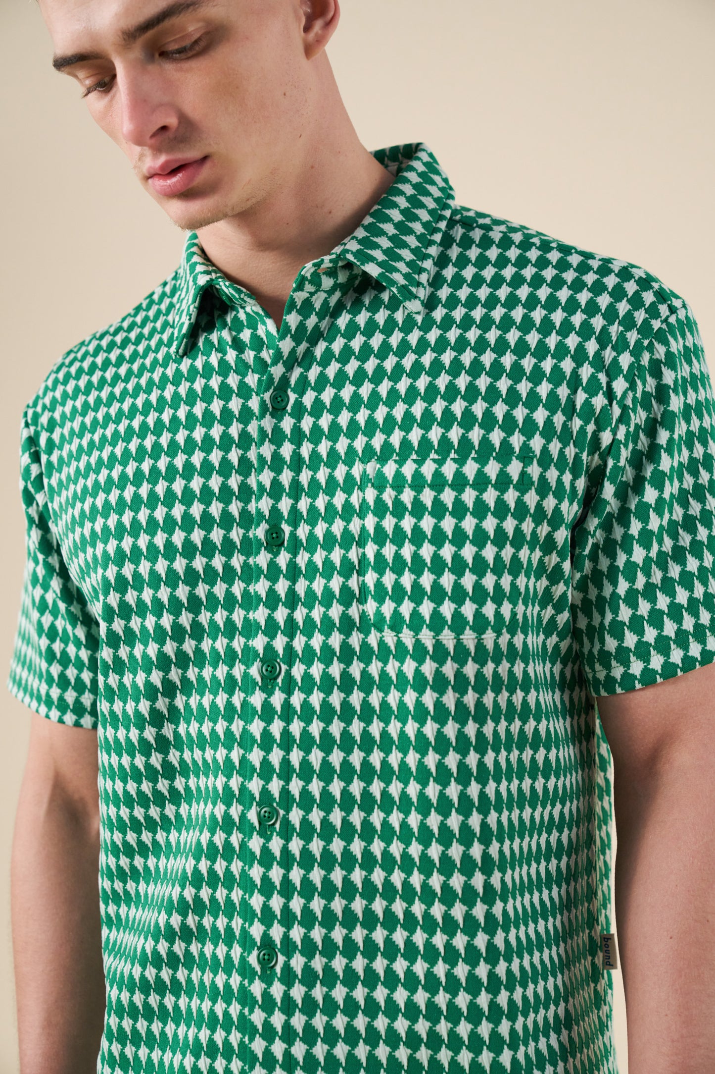 CROSS CHECK WOVEN TEXTURED POLO - KELLY GREEN