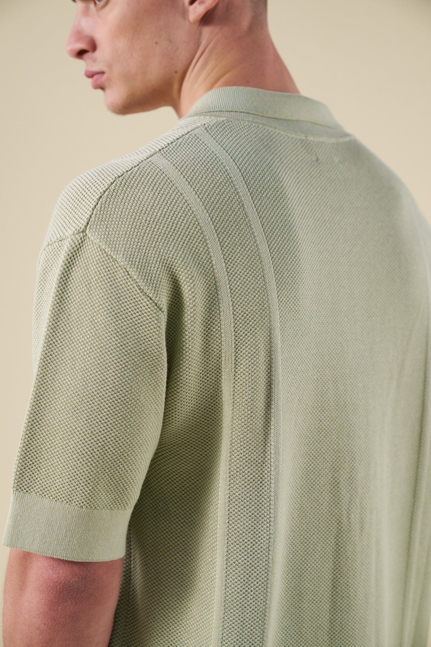 STANLEY WAFFLE KNIT POLO - PISTACHIO