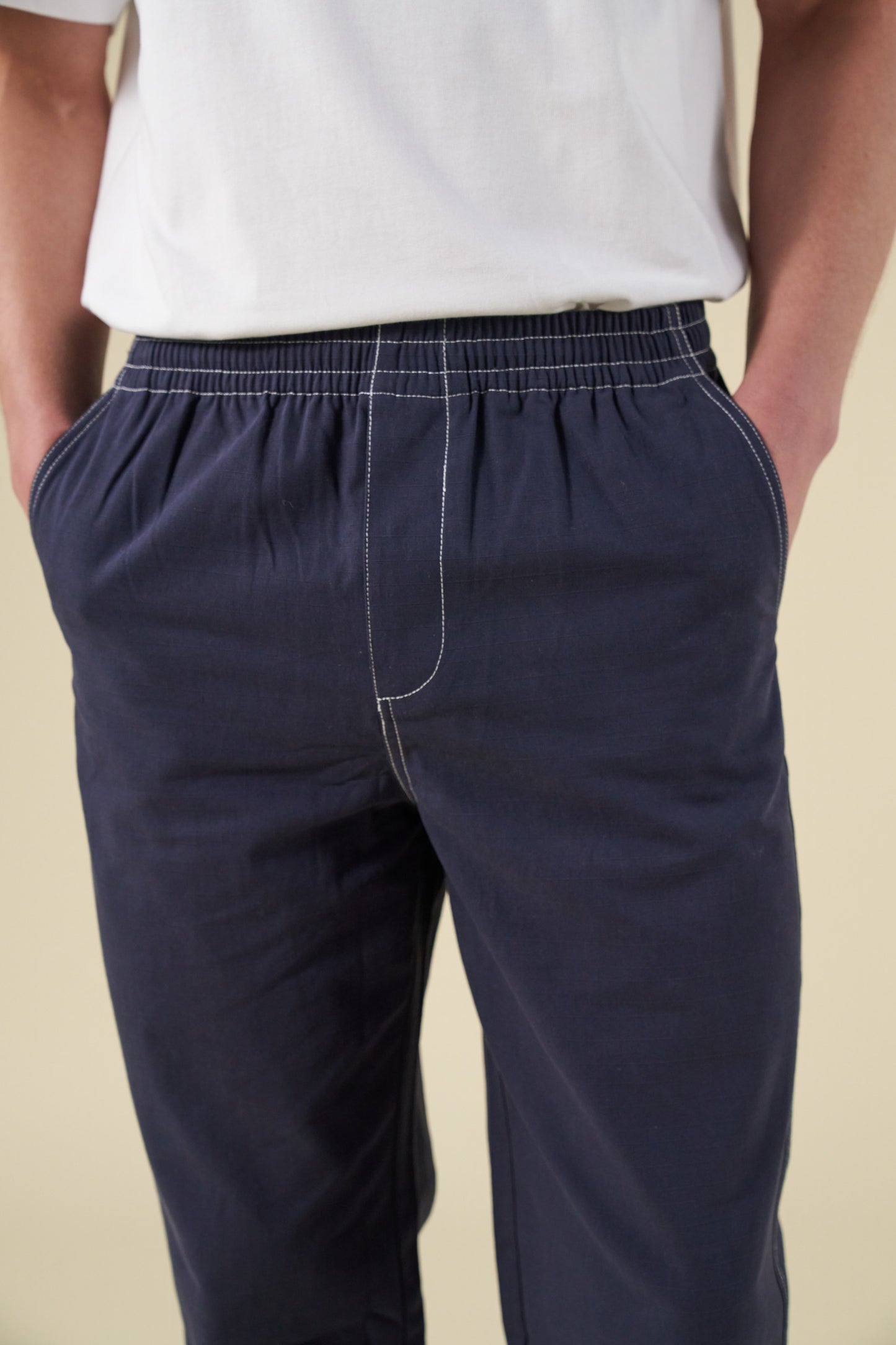 CONTRAST RIPSTOP CANVAS TROUSER - MID BLUE