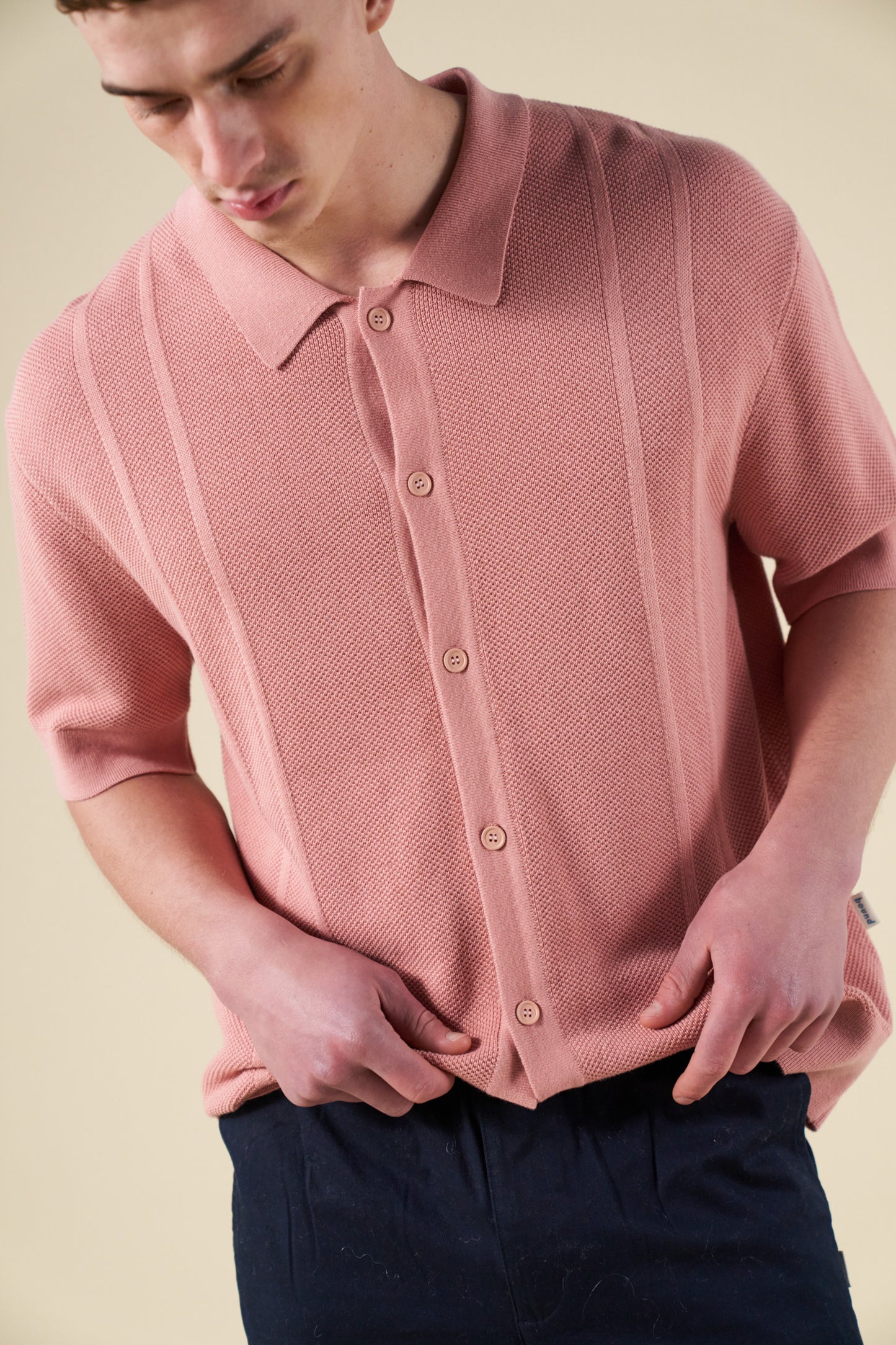 STANLEY WAFFLE KNIT POLO - ROSE PINK