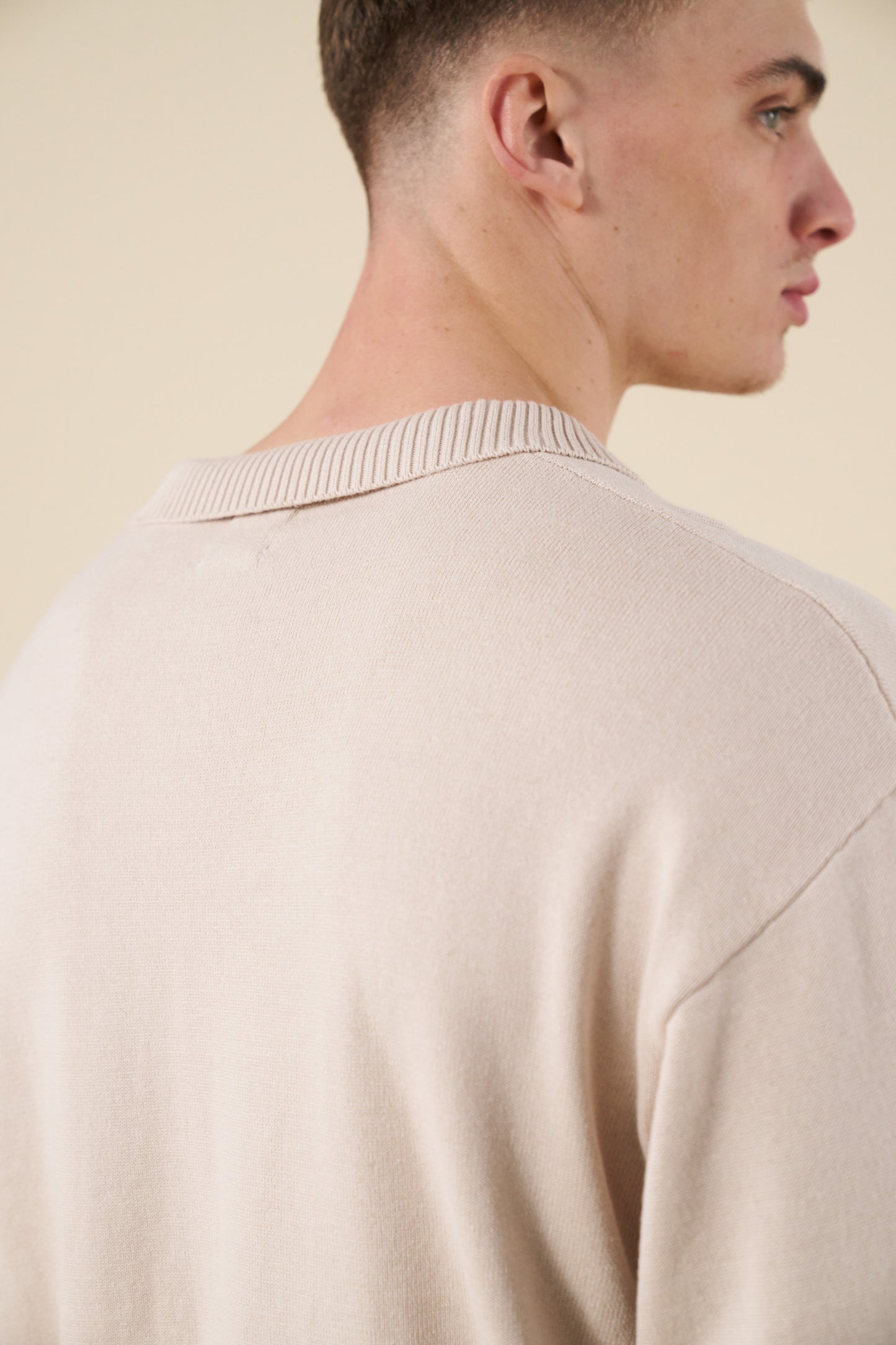 TROPEZ KNIT POLO SWEATER - STONE