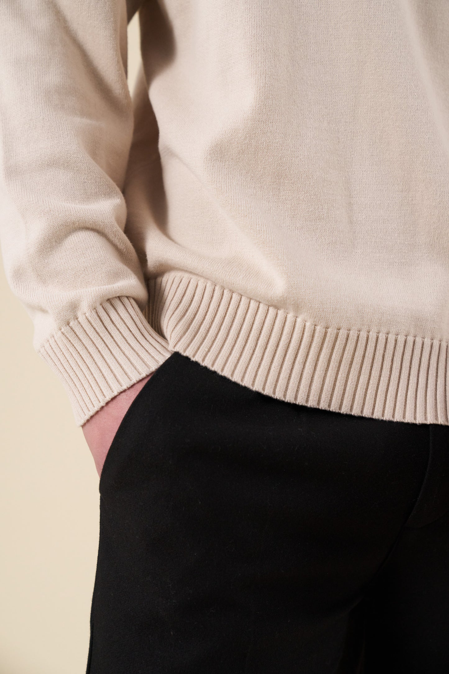 TROPEZ KNIT POLO SWEATER - STONE