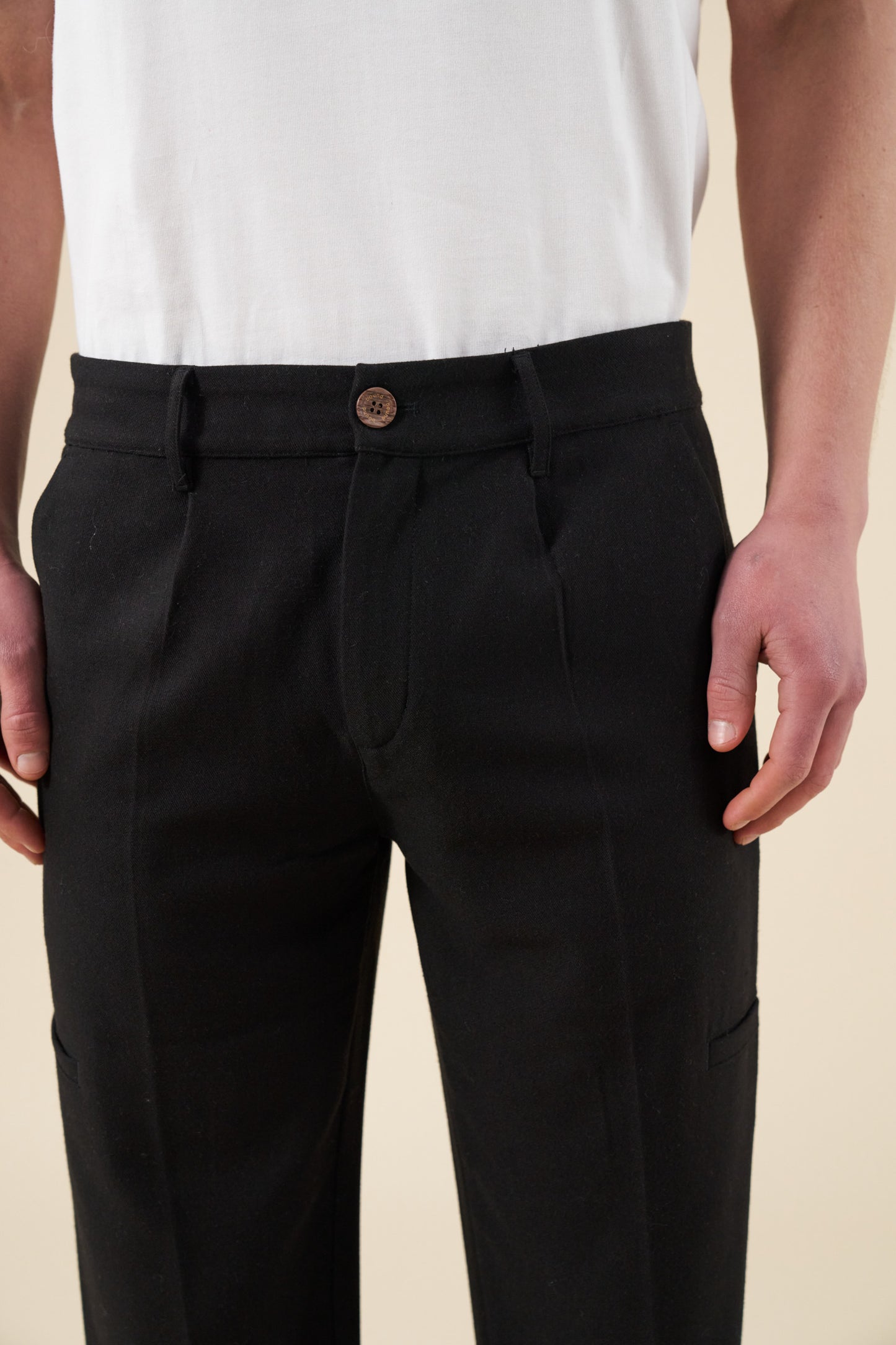 TAPERED CASUAL TROUSER  - BLACK