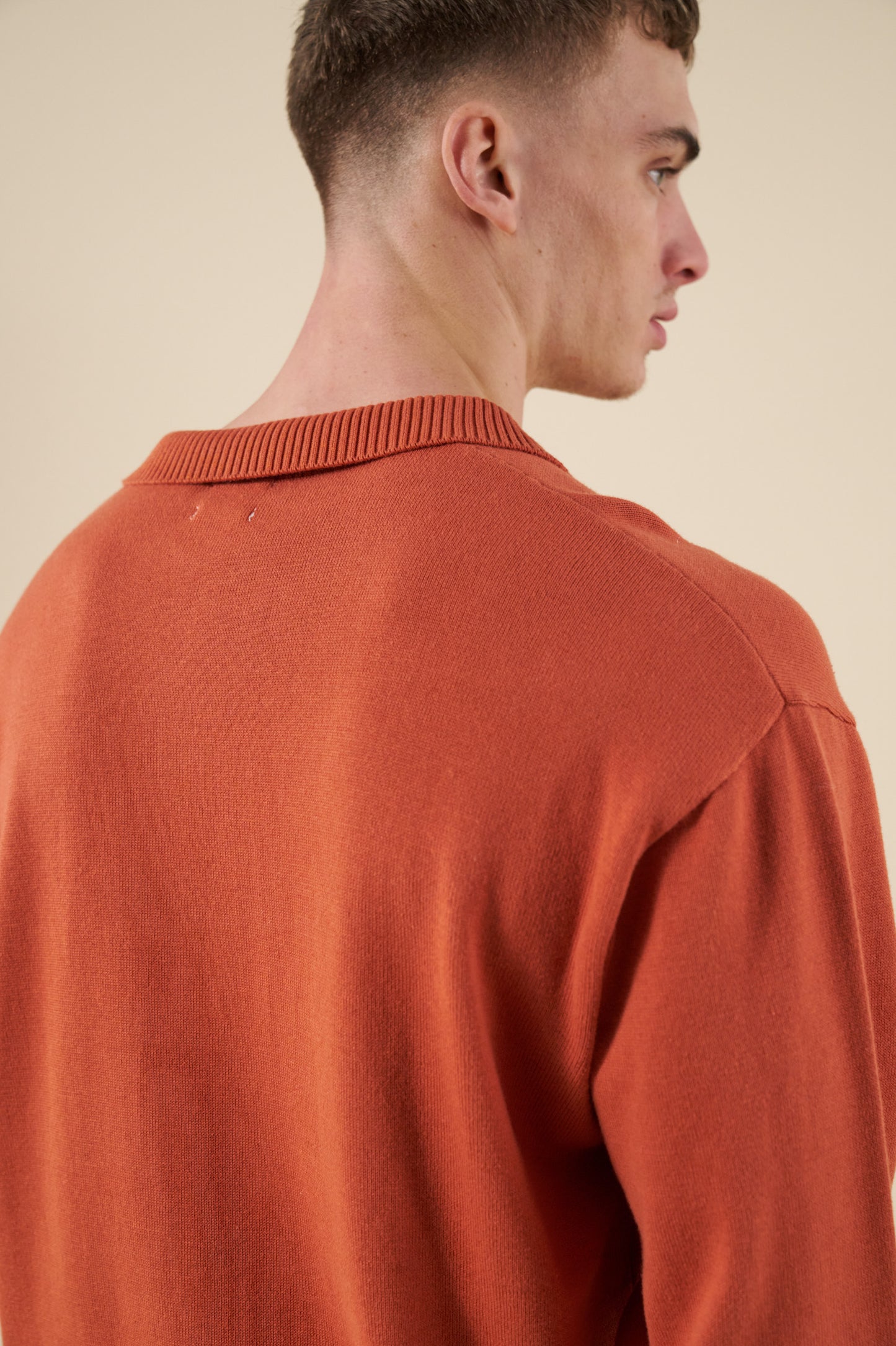 TROPEZ KNIT POLO SWEATER - ORANGE